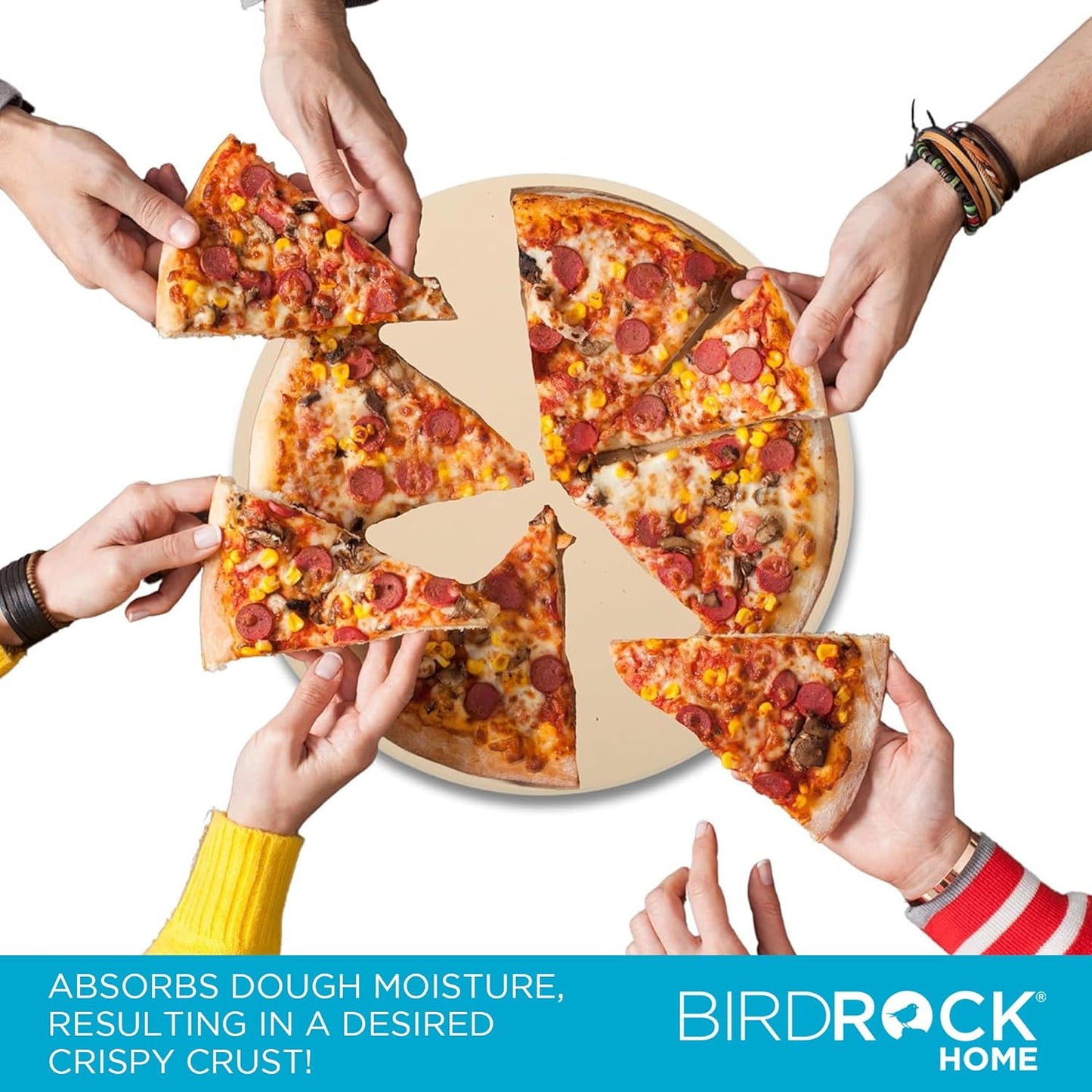 BIRDROCK HOME Pizza Stone for Oven and Grill | 16" Cordierite Baking Stone for Cooking, Bread, Pie, BBQ | Indoor - Outdoor | Grill, Smoker, Toaster Use | Ceramic Sheet for Crispy Crust (Round)