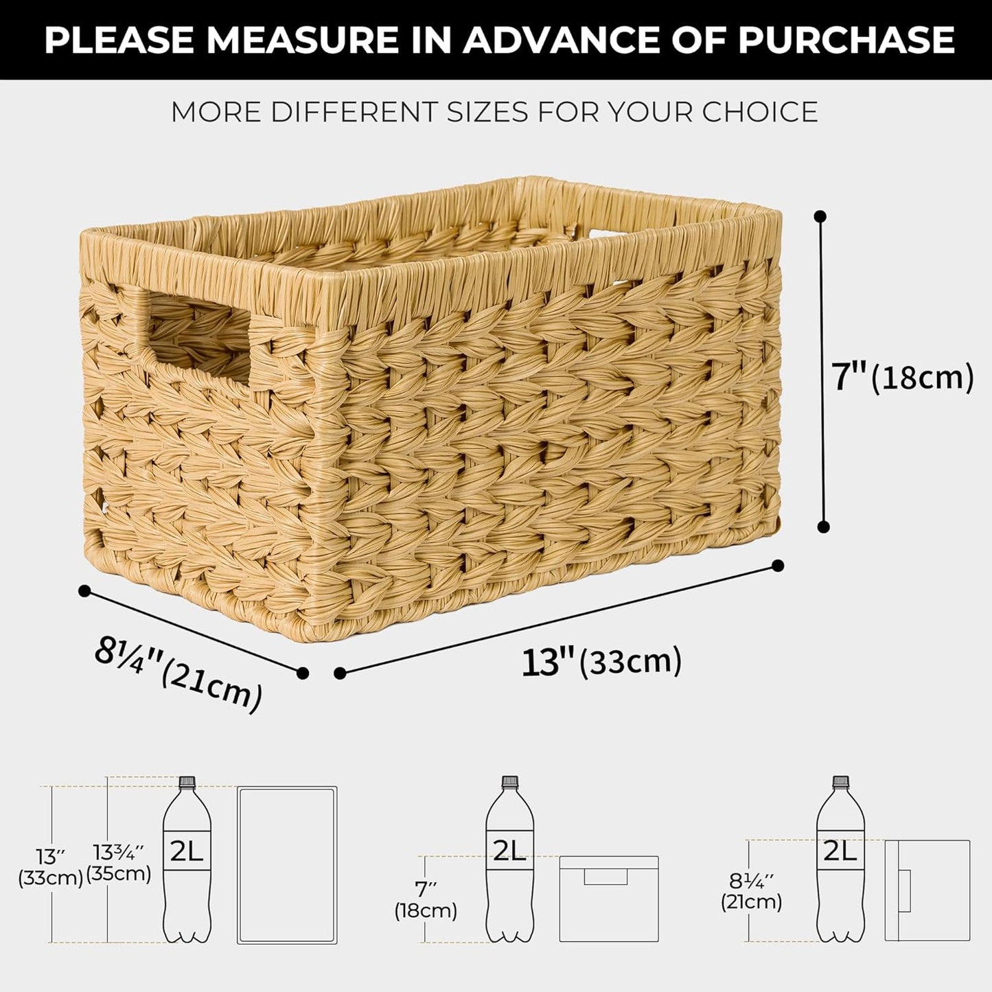 GRANNY SAYS Wicker Storage Baskets, Woven Baskets for Shelves, Waterproof Baskets for Organizing, Wicker Baskets with Handles, 2-Pack