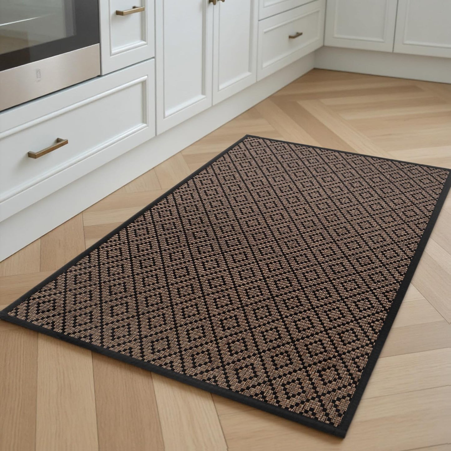 PADOOR Kitchen Floor Mat, Rubber Backed Kitchen Rugs Non Slip Washable, Super Absorbent Kitchen Mats for Floor Front of Sink, 17"x24", Black