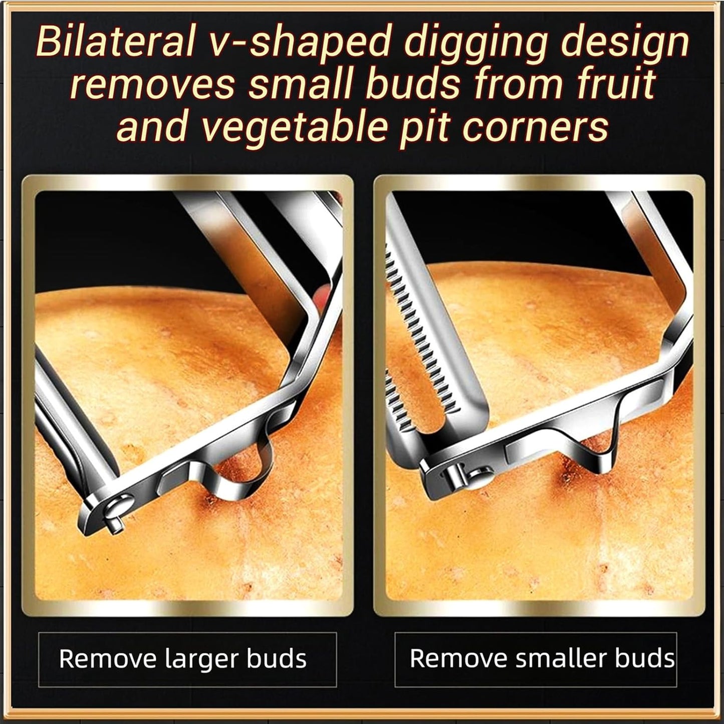 Vegetable Peeler, Stainless Steel Y-Shaped Blade with Wooden Handle, Multi-Purpose Kitchen Tool for Fruits and Vegetables, 6.3 Inches