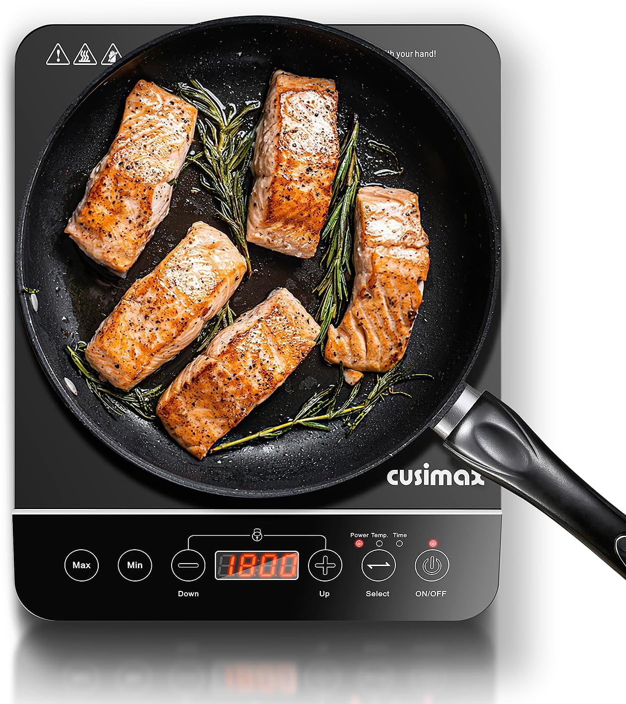 CUSIMAX Induction Cooktop,1800W Portable Induction Burner with Sensor Touch,Kids Safety Lock,10 Temperature and 9 Power Setting induction hot plate with Timer