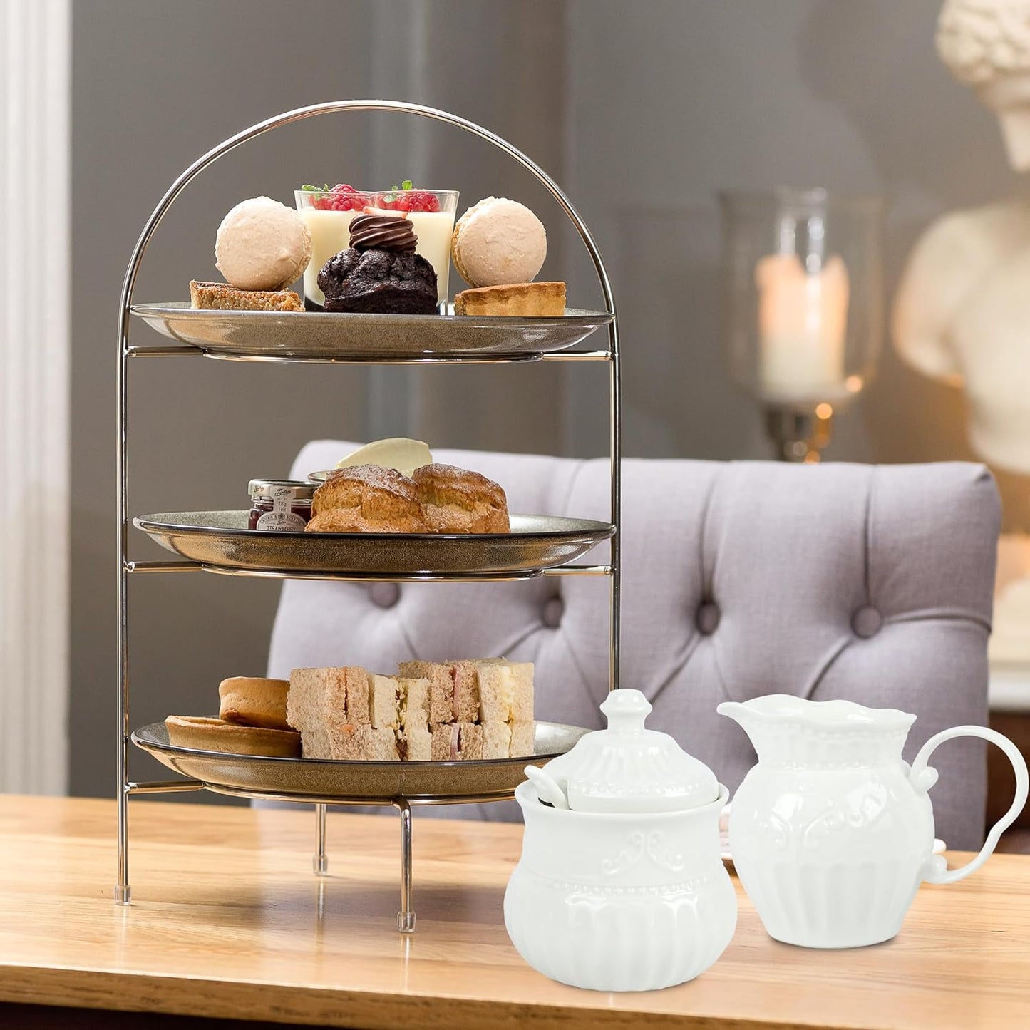 Ceramic Sugar and Creamer Set, Cream Pitcher Sugar Bowl with Lid and Spoon, Sugar and Creamer Container for Coffee Bar (4)