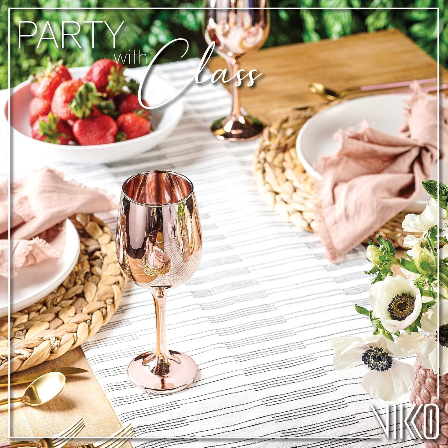 Vikko Decor Fancy Wine Glasses, 14 Oz With Stem, Thick and Durable, Dishwasher Safe, Great for Wine Tasting, Set of 12