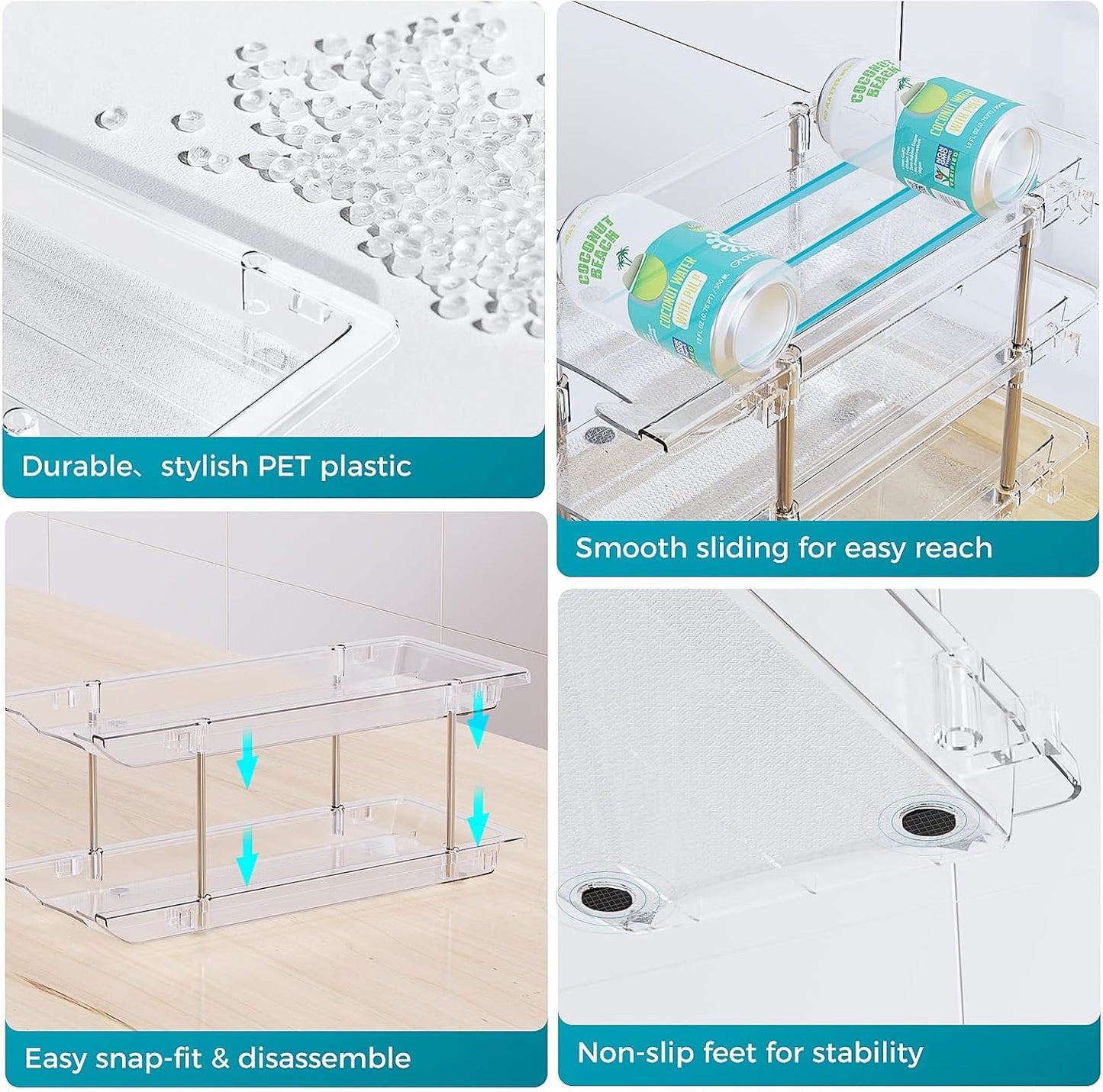Can Organizer for Pantry, 4 Tiers Can Storage Rack, up to 48 Cans Food Holders for Fridge, Cabinet and Pantry Organization