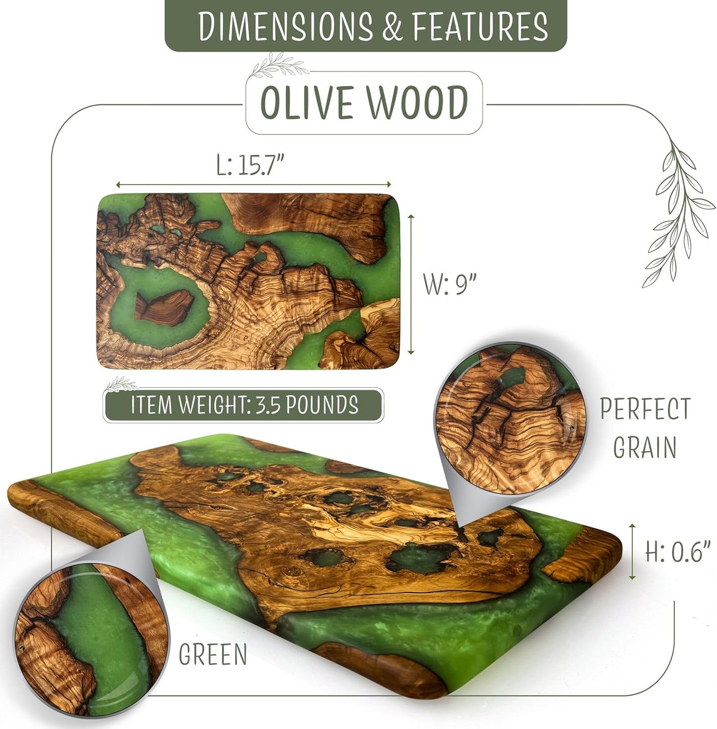 Handmade Olive Wood Cheese Board with Resin, Charcuterie Boards & Serving Tray, Wooden Epoxy Serving Board, Chopping and Cutting Board for Meat Vegetable & Fruit, Premium Gift for Kitchen