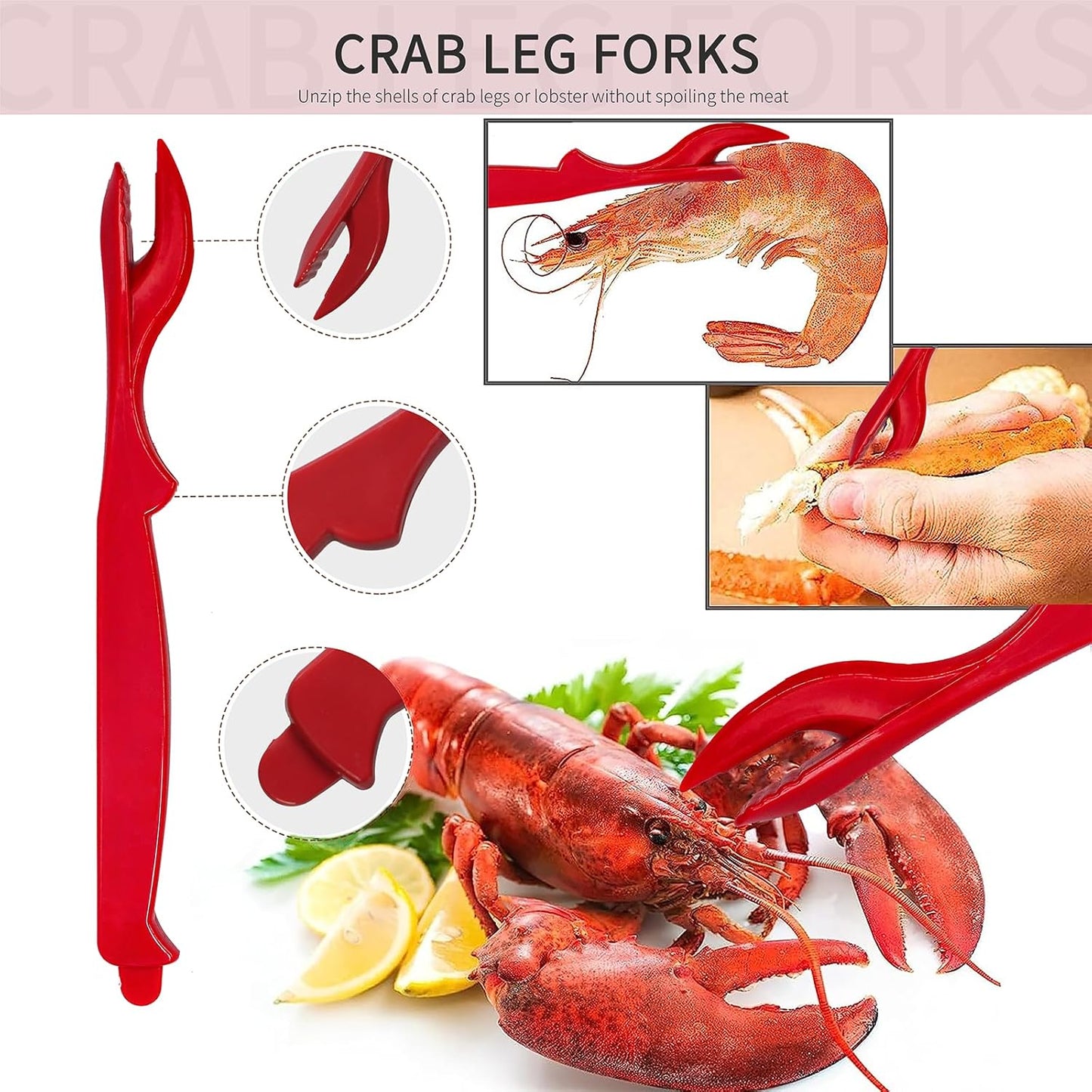 Crab Crackers and Tools Set with 2 Crab Leg Cracker,2 Butter Warmer for Seafood,4 Crab Leg Forks,4 Lobster Shellers,2 Seafood Scissors,10 Tealight Candles,1 Bag,seafood crackers and tool(25pcs)