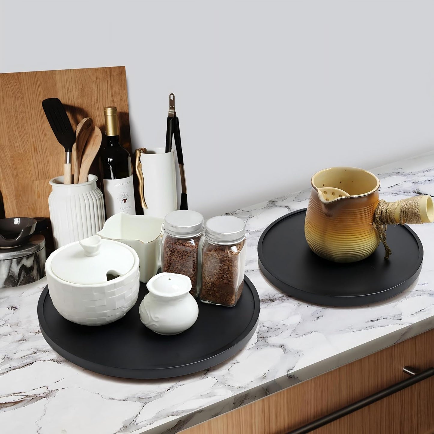 [ 2 Pack ] 10-inch Lazy Susan Organizers, ACIAZAAZ Lazy Susan Turntable for Cabinet, Kitchen Turntable Storage for Table, Countertop, Pantry