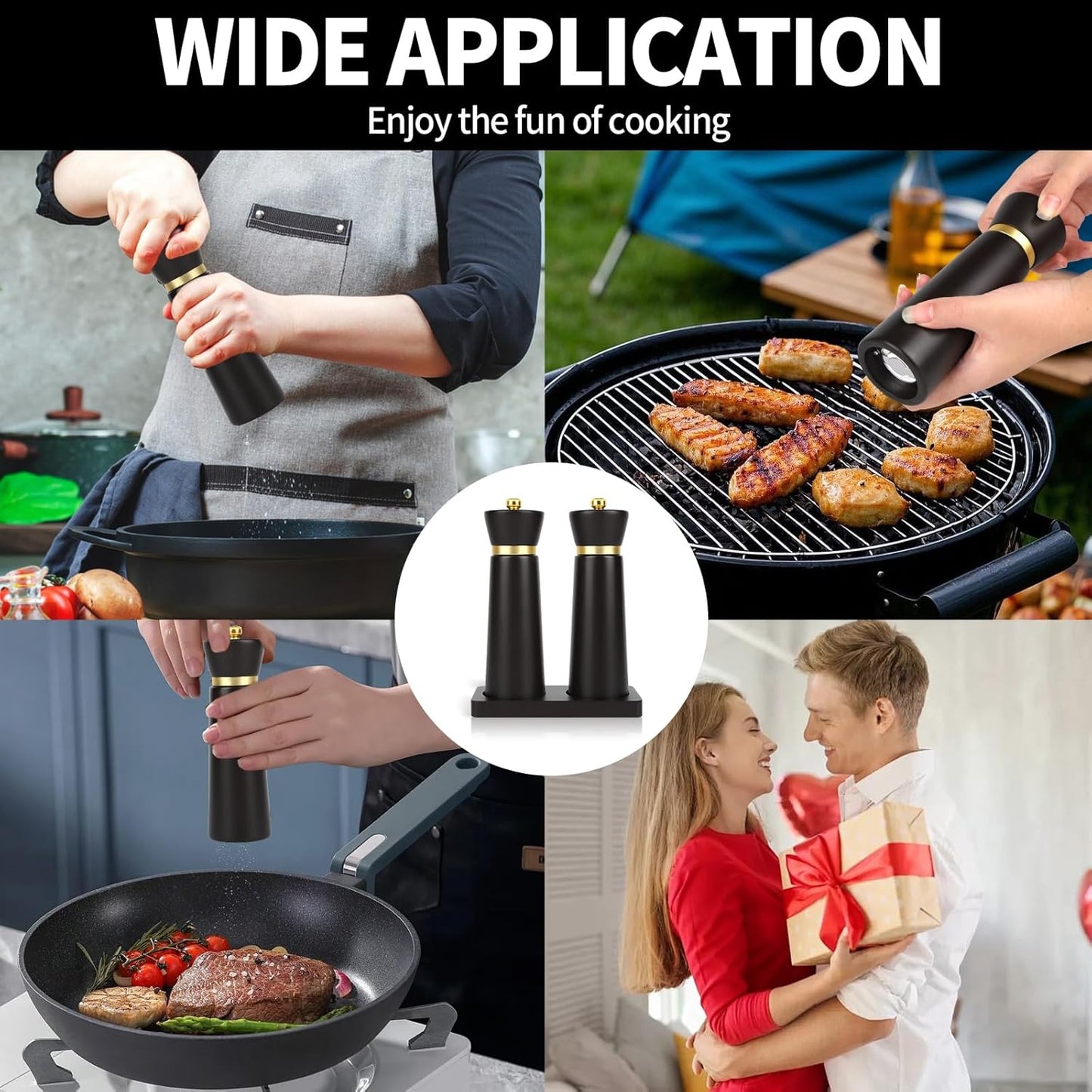 Wooden Pepper Grinder, Salt grinder Refillable with adjustable Coarseness, Acacia Wood pepper grinder manual, Salt and Pepper Shakers-Ideal for Gifting