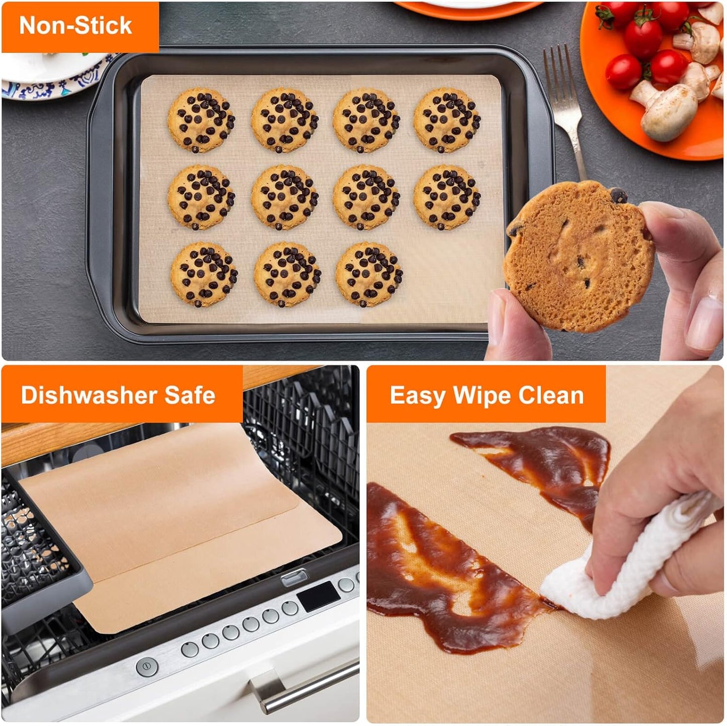 Silicone Baking Mat Roll -12IN x 10FT Non Stick Heat Resistant Food Grade Baking Mats, No Slip Reusable Freeze Dryer Mat,Pastry Mat,Countertop Protector Mat, Washable Oil-Proof Refrigerator Liners