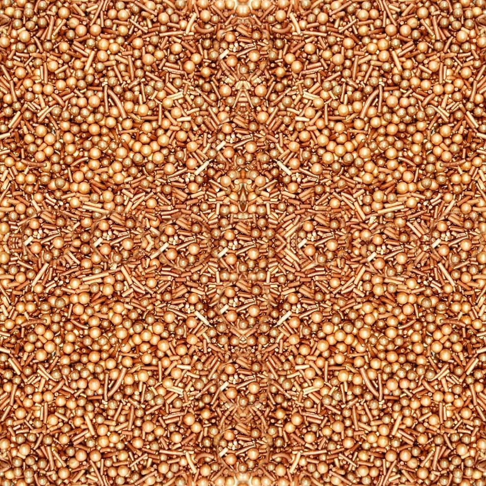 Confect Fusion Rose Gold Metallic Sprinkles Mix - Edible Cake Decorating Pearls, Rods & Sugar Crystals for Cupcakes, Cookies & Cakes | Vegan, Gluten-Free, Nut-Free, Soy-Free, Dairy-Free, Palm Oil-Free- 4.2 Oz