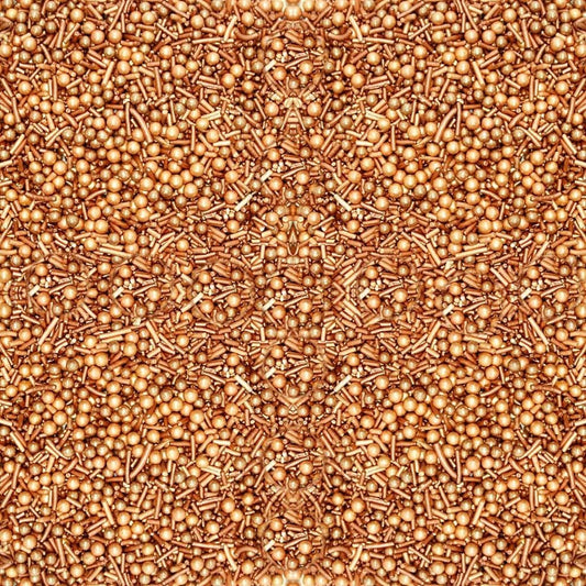 Confect Fusion Rose Gold Metallic Sprinkles Mix - Edible Cake Decorating Pearls, Rods & Sugar Crystals for Cupcakes, Cookies & Cakes | Vegan, Gluten-Free, Nut-Free, Soy-Free, Dairy-Free, Palm Oil-Free- 4.2 Oz