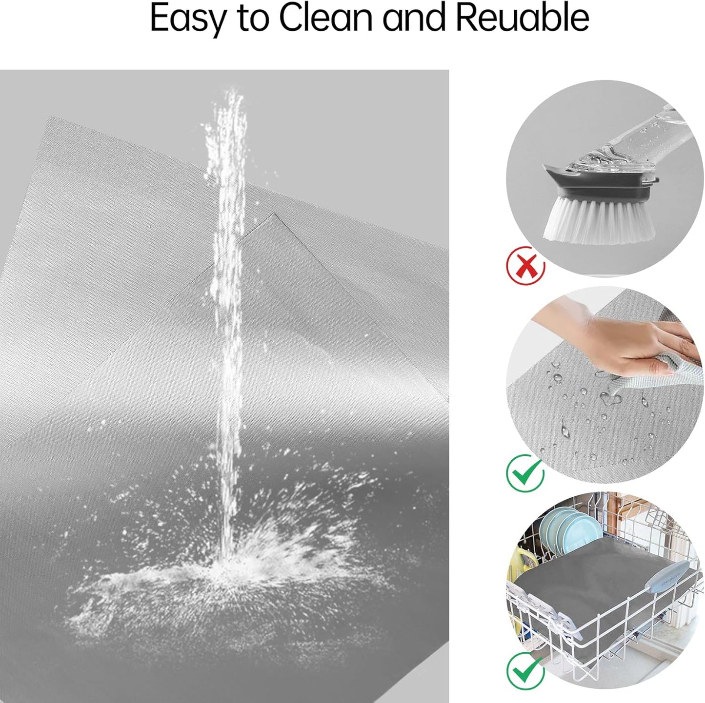 UBeesize 2 Pack Thickened Silver Oven Liners for Bottom of Oven BPA & PFOA Free, Reusable 16x24 Inch Heavy Duty Non Stick Teflon Oven Mats, Fit Electric Gas Toaster Convection Microwave Ovens Grills