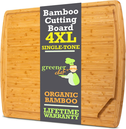 4XL Bamboo Butcher Block Cutting Board - Extra Large Cutting Boards for Kitchen 36 x 24 - Wood Countertop 24 x 36 Cutting Board - Single Tone