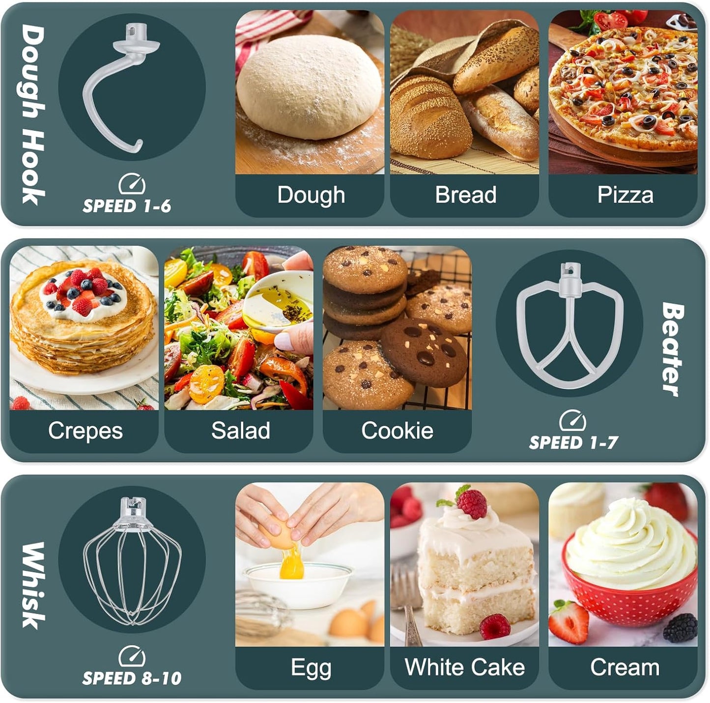 Kitchen in the Box Stand Mixer, 3.5QT Two Bowls Small Kitchen Electric Mixer, 10-Speed Portable Lightweight with Matte Finish, Egg Whisk, Dough Hook, Beater (Turquoise Green, 3.5QT)