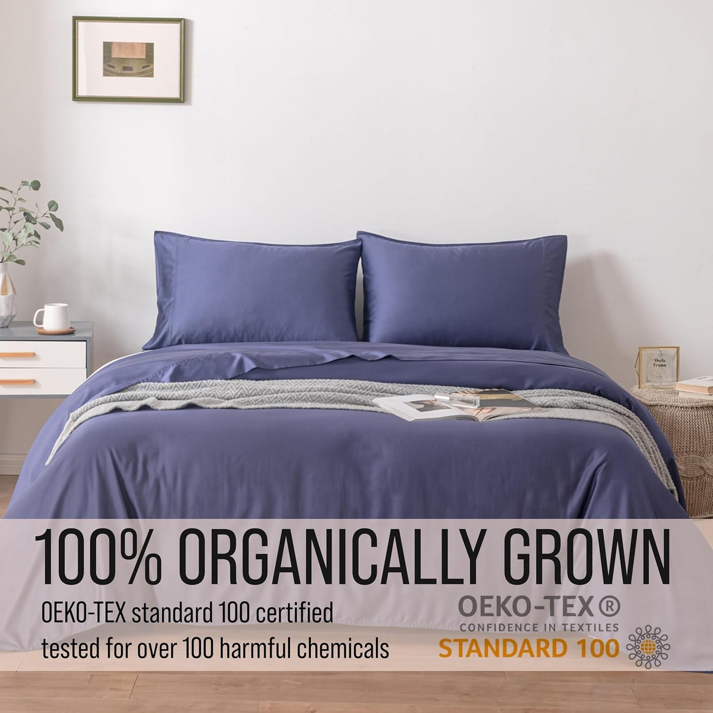 Bella Coterie Luxury Bamboo Viscose Split King Size Sheet Set | 100% Organically Grown | Ultra Soft | Cooling for Hot Sleepers | 18" Deep Pocket [Twilight Blue]