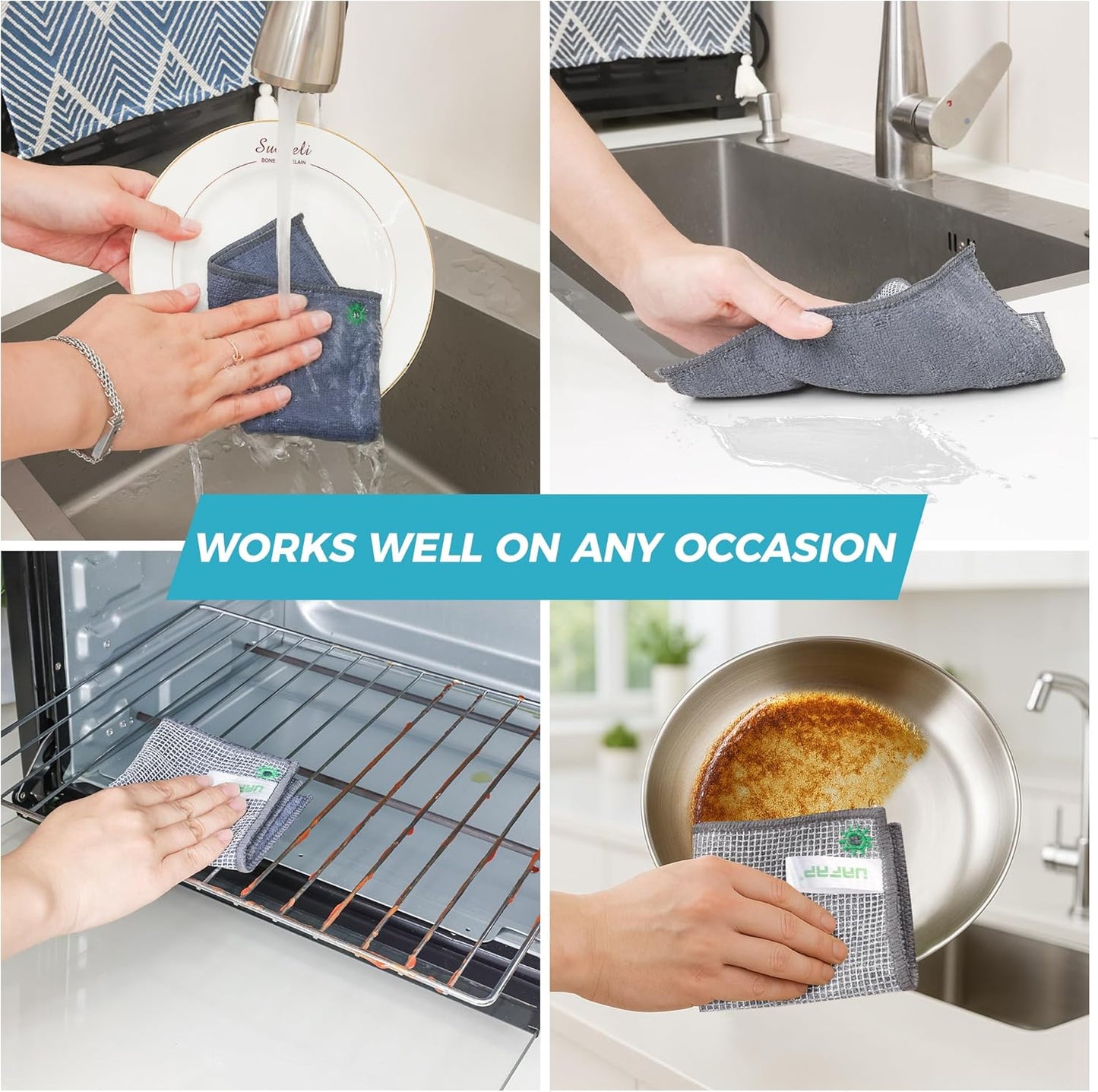 12Pcs New Upgrade 2-Layer Non Scratch Wire Dishcloth,Wire Dishwashing Rag,Reusable Quick-Dry Odor-Free Scrub Cloths for Dishes, Kitchen Cleaning Dish Rags for Cookware,Sinks, Dishes,Stove ﻿