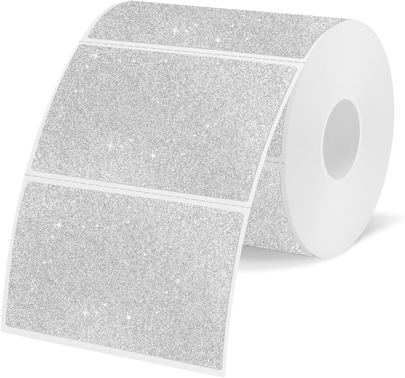 3x2 Inch Holographic Thermal Labels, Shiny Silver Thermal Sticker Labels, Rainbow Glitter Stickers for Price, Barcode, Mailing, Name, DIY Custom Logo Design, 200 pcs/1 Roll