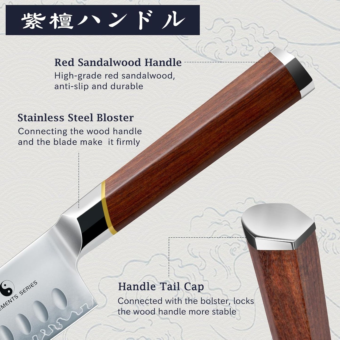 7 Inch Santoku Knife，Professional Japanese High Carbon Super Steel Chef Knife, Razor Sharp Kitchen Knife with Ergonomic Red Sandal Wooden Handle - Gift Box