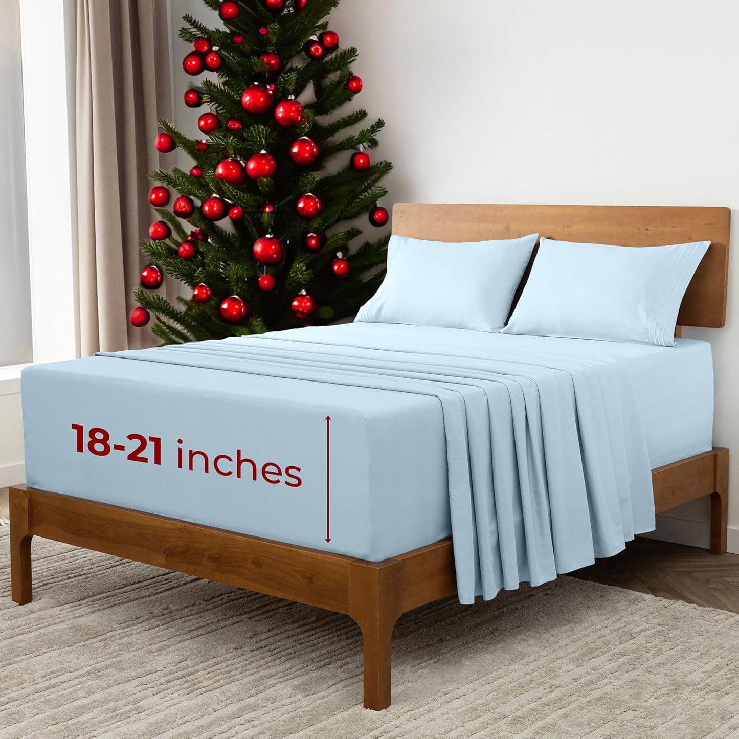 Mellanni Extra Deep Full Sheets - 4 PC Iconic Collection Bedding - Hotel Luxury, Ultra Soft, Cooling Bed Sheets - Wrinkle, Fade, Stain Resistant (Full, Aqua)