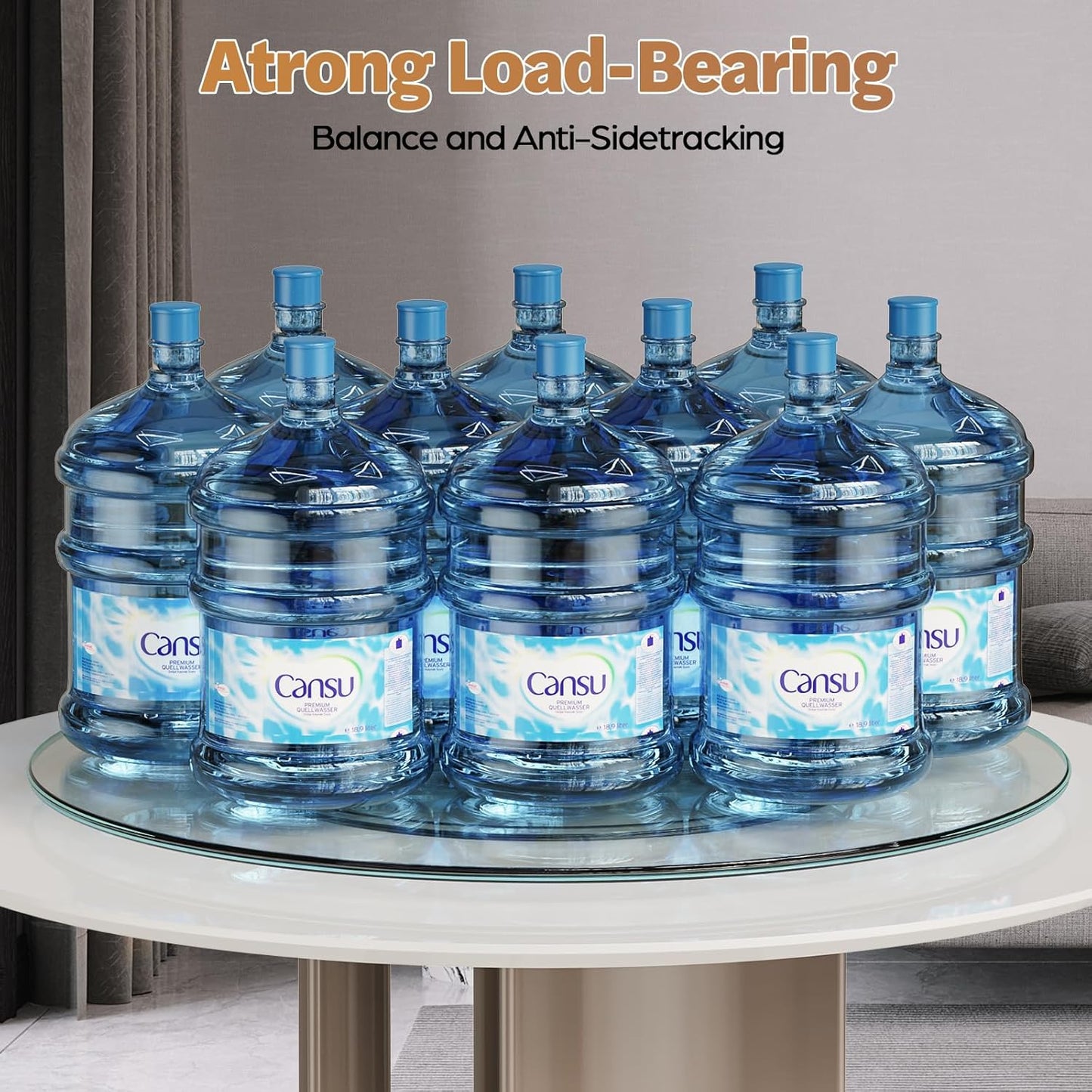 27" Glass Lazy Susan for Dining Table - Tempered Glass Round Clear Tabletop Large Rotating Tray, Silent & Smooth Spin (27inch/70cm)