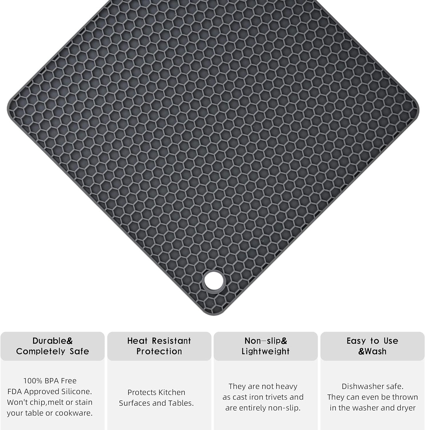 Silicone Trivets for Hot Dishes & Pans, Multi Pot Holders, Heat Resistant Mats for Countertop Set 4 Blue