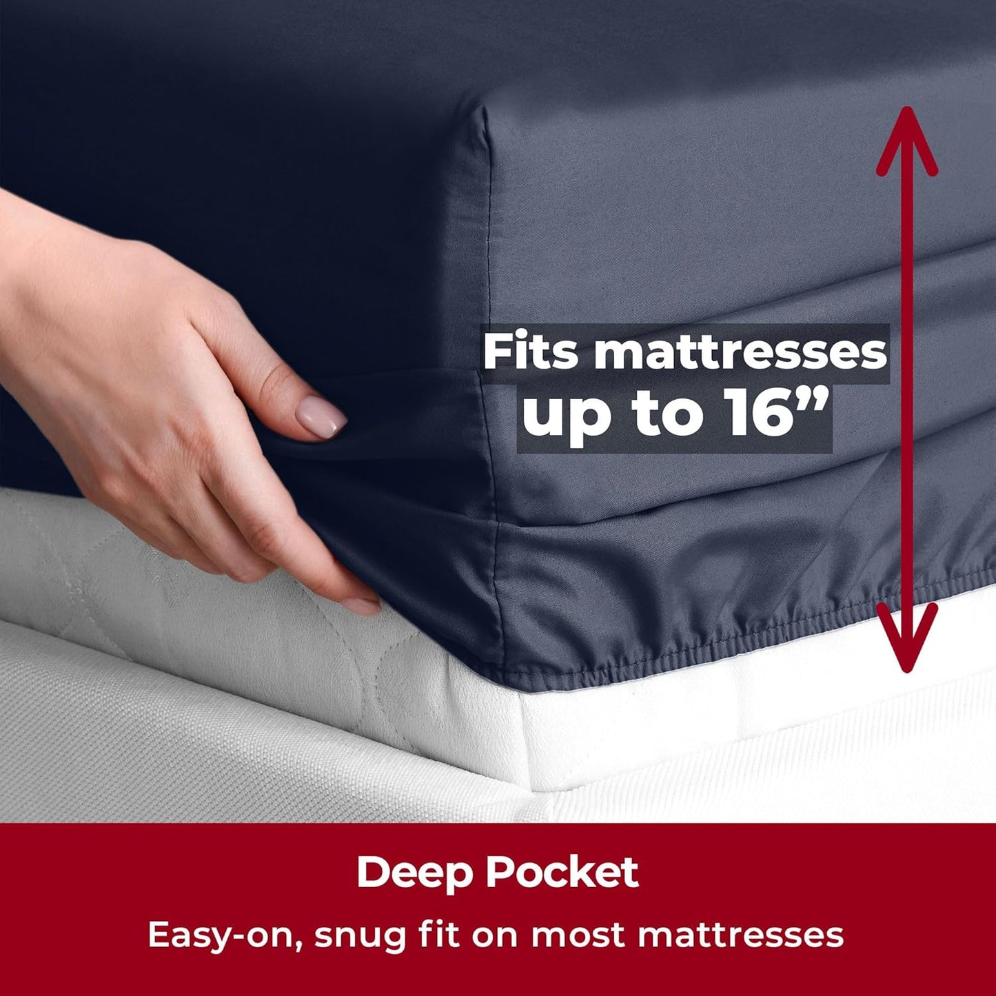 Mellanni Twin Sheets Set - 3 PC Iconic Collection Bedding - Hotel Luxury, Extra Soft, Cooling Bed Sheets - Wrinkle, Fade, Stain Resistant (Twin, Navy Blue)