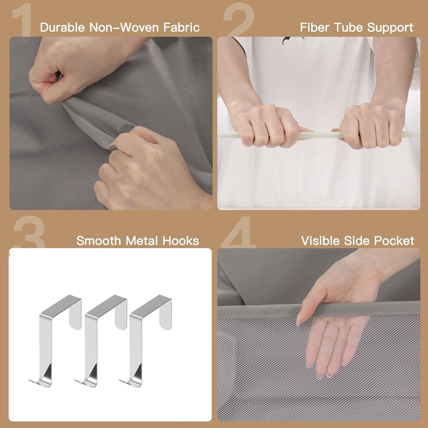 Criusia Shoe Organizer, Over the Door Shoe Organizer, Hanging Closet Shoe Storage with Large Deep Pockets, Fits 16–24 Pairs of Sneakers, Sandals, Boots, Gray