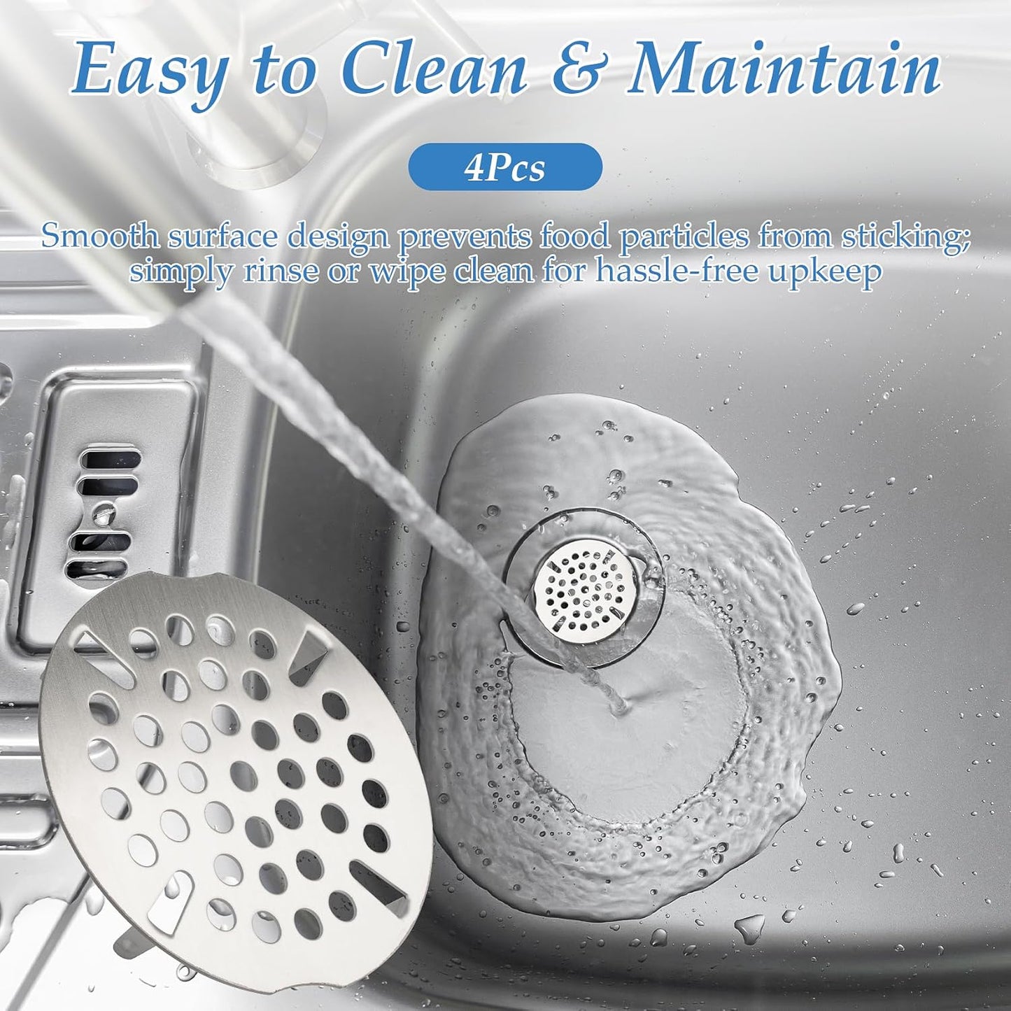 3.5 Inch Commercial Sink Strainer, Durable Drain Cover for Most 3-Tier & Commercial Sinks, Twist Design for Easy Installation, 4-Pack
