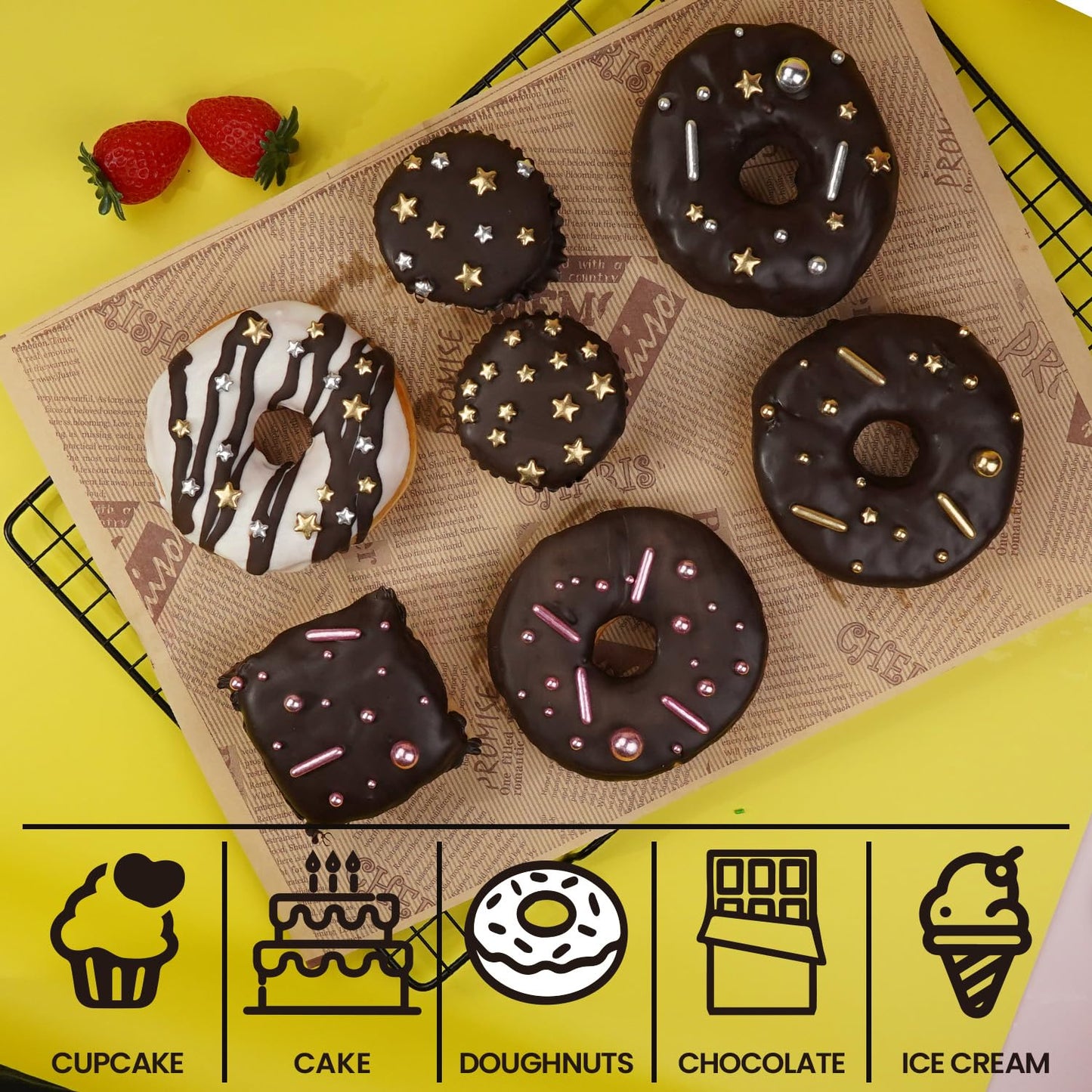 Dazzjoy Silver Rods Sprinkles, Edible Sugar Sprinkles, 120g/4.23oz, Cupcake Toppers, Cake Decorations, Ice Cream, Wedding Party Valentines Easter Supplies