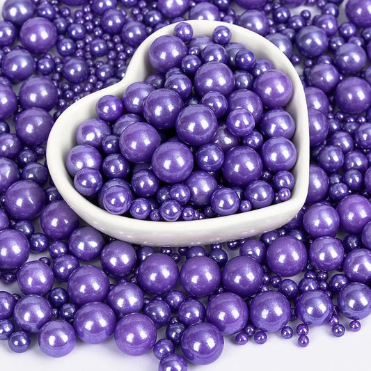 Edible Pearl Sprinkles,Purple Pearl Sugar Sprinkles,Mix Size,Baking Edible Cake Decorations Candy,Cupcake Toppers,Cookie Decorating Donuts Ice Cream Toppings, Party Supplies130g/4.58oz