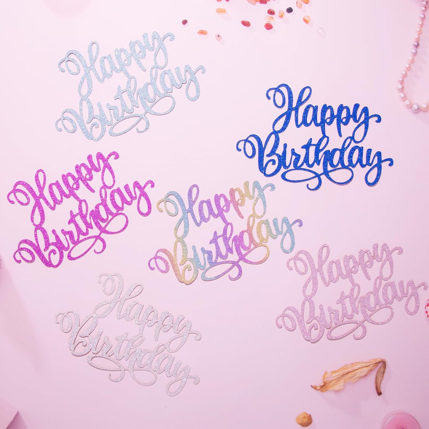 Happy Birthday Cake Toppers 9 Inch Glitter Happy Birthday Cake Pick for Birthday Anniversary Theme Party Cake Decorations Supplies - Hunter Green