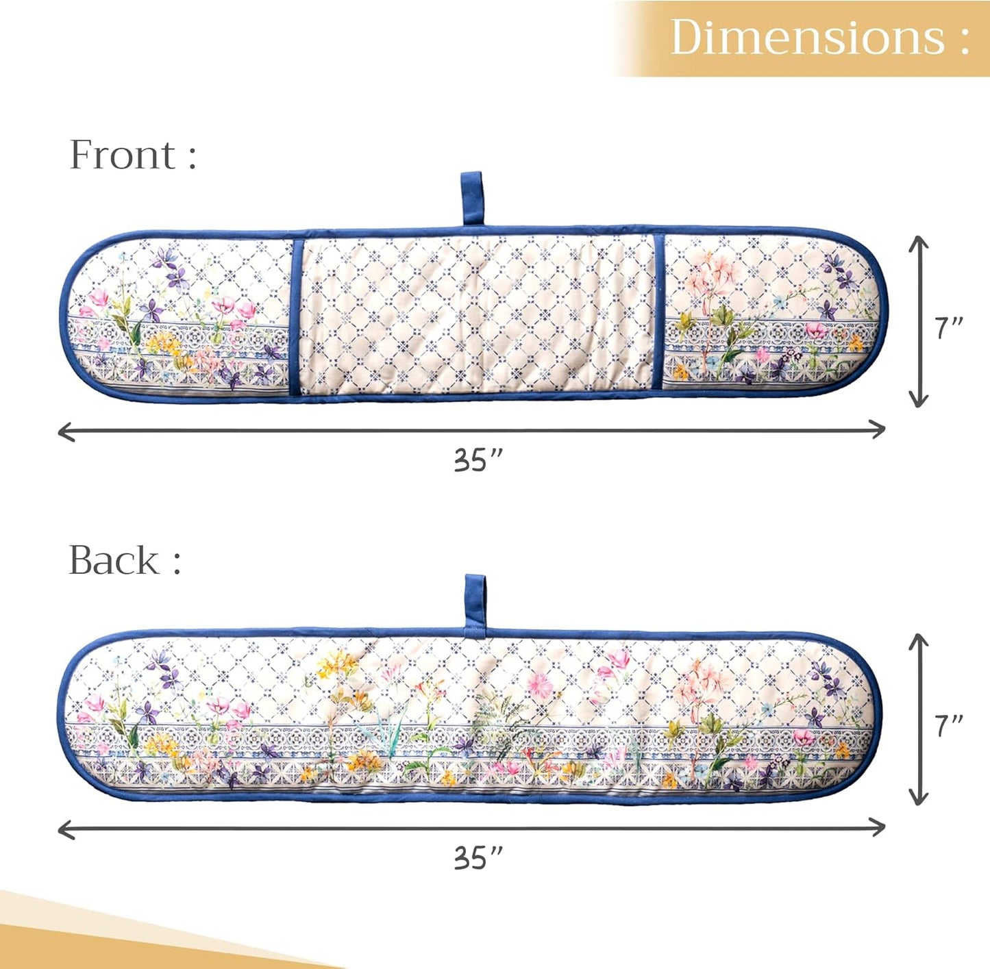 Maison d' Hermine Double Oven Mitts 100% Cotton 7"x35" Double Oven Mitt Heat Resistant BBQ Cooking Gloves with Loop, Baking, Grilling, Home, Kitchen, Handling Hot Pans Spring Summer (Faience)