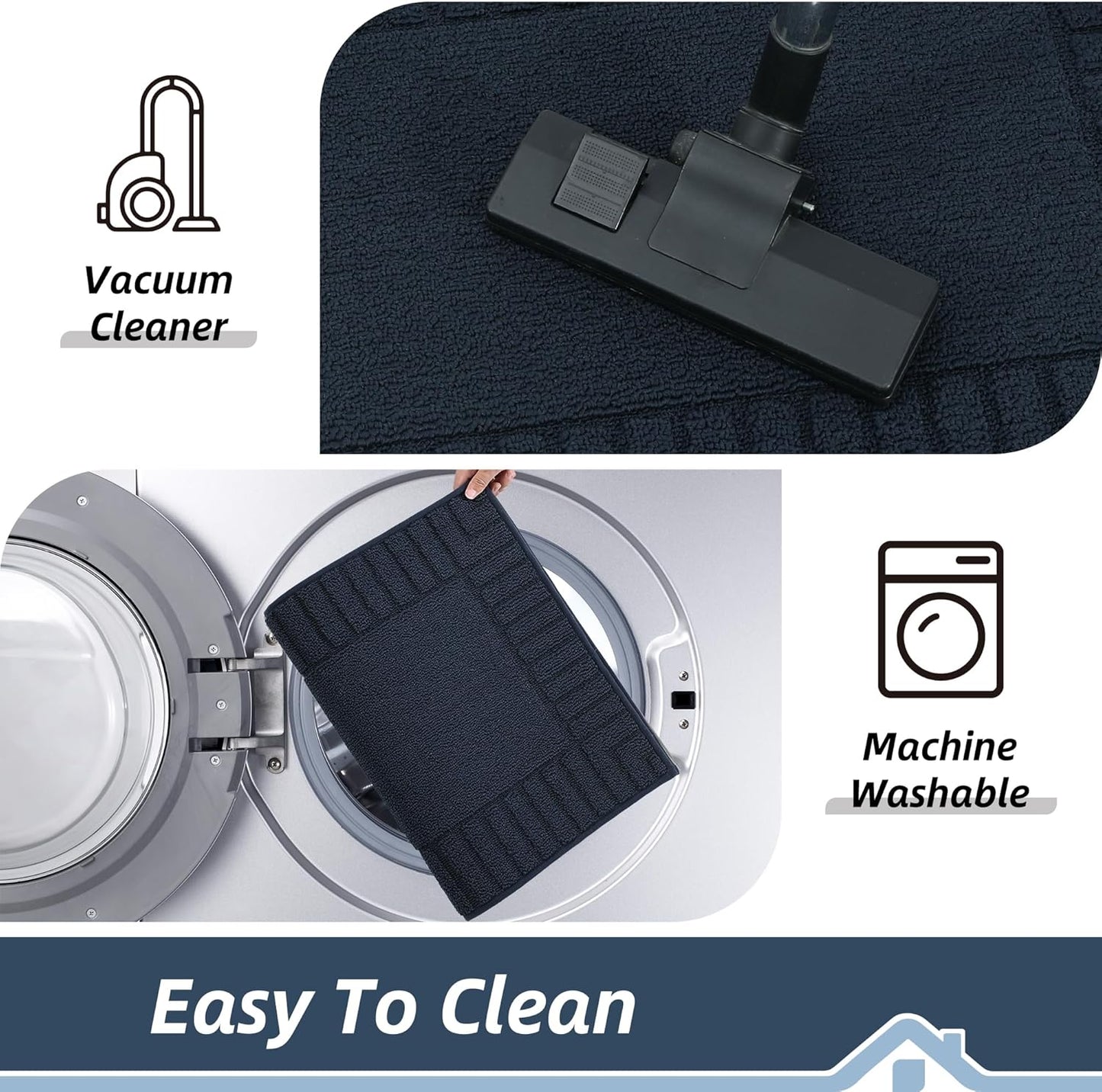 BEQHAUSE-Kitchen-Rugs-and-Mats Non Slip Kitchen Runner Rug Absorbent Kitchen Mats for Floor Machine Washable Kitchen Floor Mat,Navy Blue 24”x71”