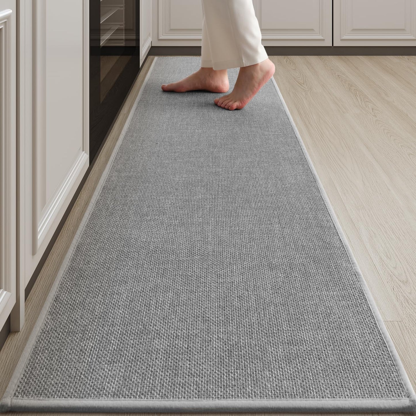 tchdio Kitchen Mats for Floor, Rubber Backed Kitchen Rugs Non Slip Washable, Superior Absorbent Kitchen Runner Rug Easy to Clean, Comfort Kitchen Floor Mat Front of Sink (Grey, 20" × 70")