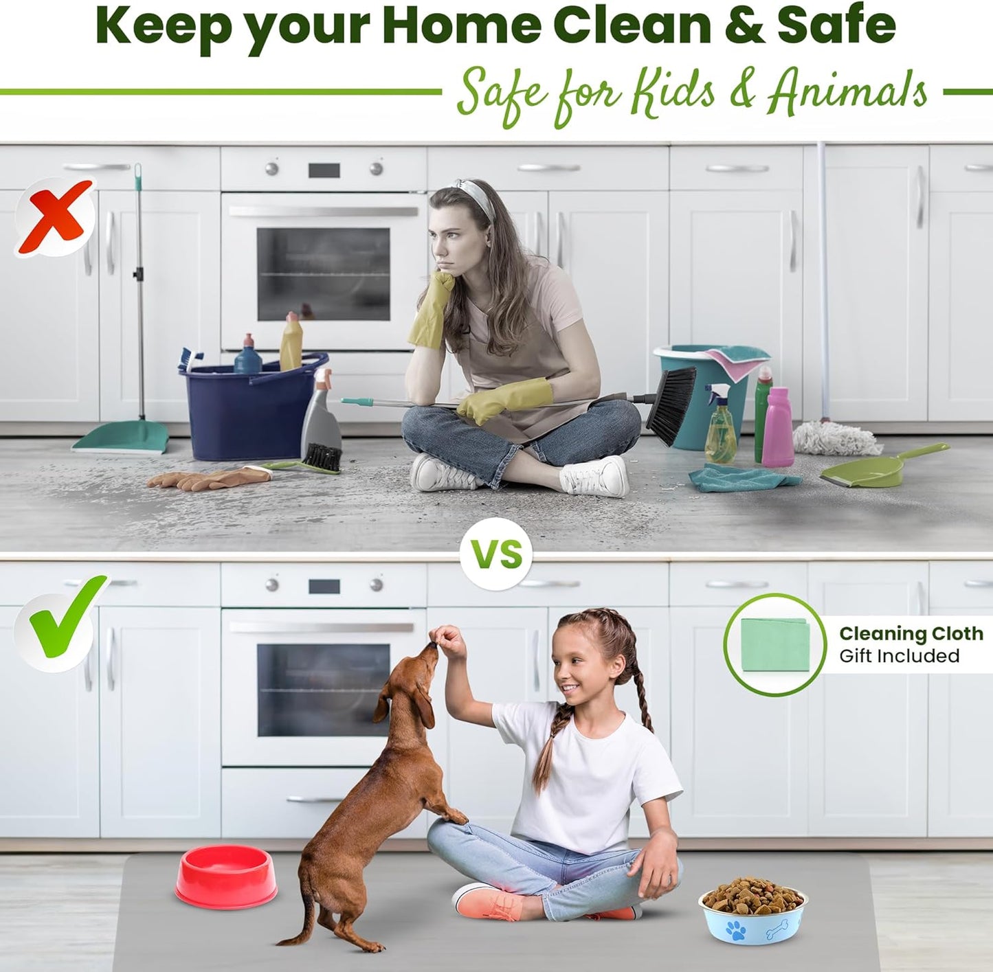 Premium Silicone Mat 25" x 17" Cooking Mat Thick Heat Resistant, Kitchen Counter Mat - Coffee Machine, Glass Top Stove Cover Countertop Protector for Air Fryer, Baking mat (Semi-Translucent)