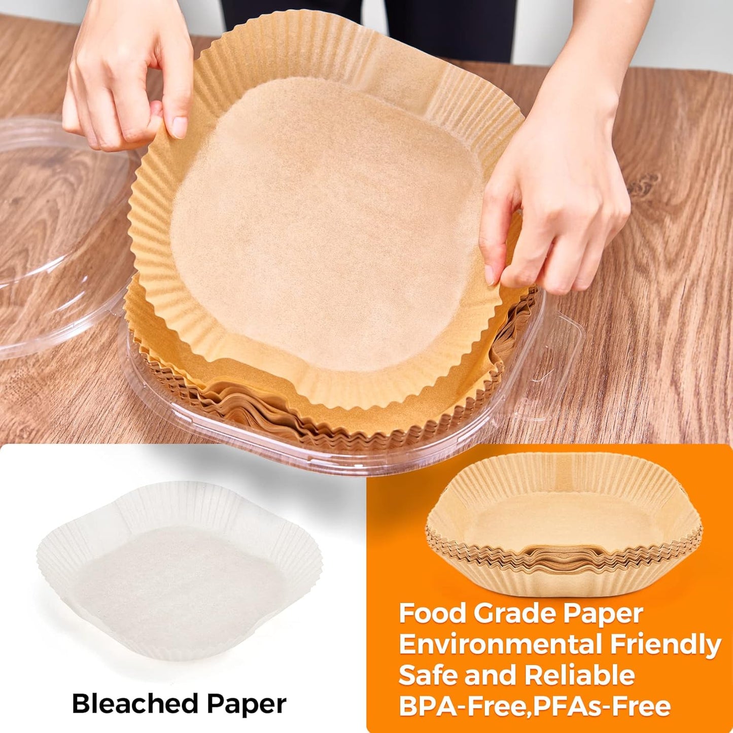 Air Fryer Paper Liners, 200pcs Air Fryer Liners Disposable, 6.3" Square Baking Liner for 2-4 qt Airfryer Basket, Non-stick and Oil Proof Parchment Paper for Oven, Pans & Baking