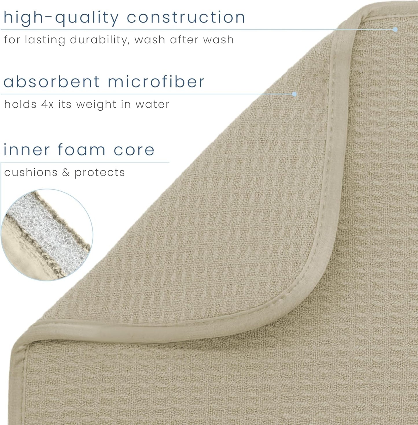 S&T INC. Dish Drying Mat, 16” x 18”, Absorbent Microfiber Kitchen Counter Mat, Dish Drying Pad for Dishes, Utensils, Pots and Pans, Large, Pure Cashmere