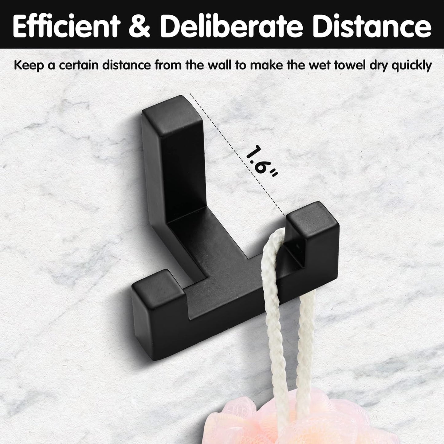 5 Pack Heavy Duty Double Claw Coat Hook Wall Mount with Screw Retro Double Coat Hook Utility Hook for Coats, Scarves, Bags, Towels, Keys, Hats, Mugs, Hats (Black)