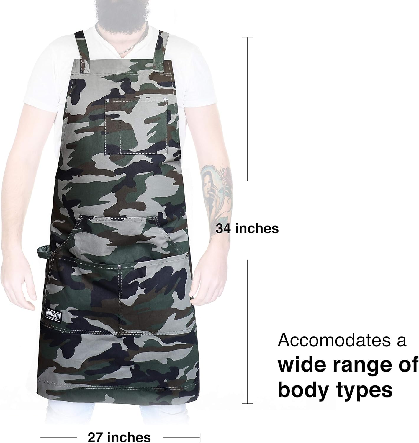 Hudson Durable Goods - Professional Grade Chef Apron for Kitchen, BBQ & Grill