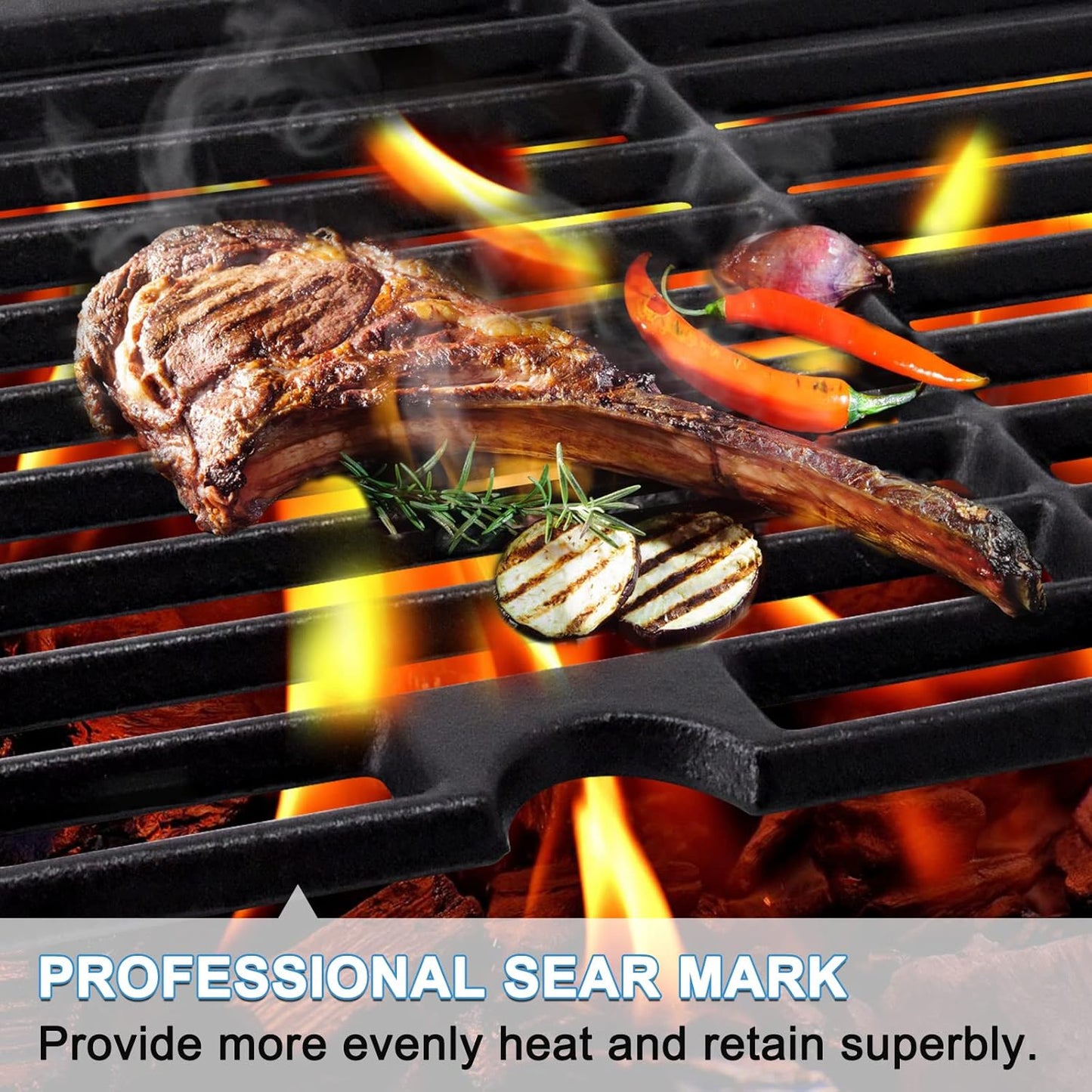 Adviace Grill Grates for Charbroil Performance 2 Burner 463673519 Replacement Parts, Cast Iron Cooking Grate for Char-Broil 463625217, 463625219, G470-0002-W1, G470-0003-W1, G321-0005-W1, G321-0006-W1