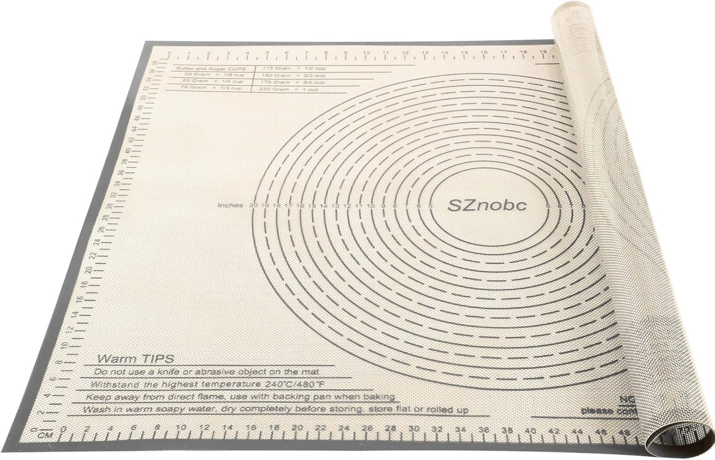 Silicone Pastry Mat 26x34 Inch Nonstick Baking Mat Perfect for Dough Mat, Pastry Board, Kitchen Counter Mat - For Dough, Pastry, Pie Crust, Fondant, Cookies, Bread, Pasta/Pizza, Grey