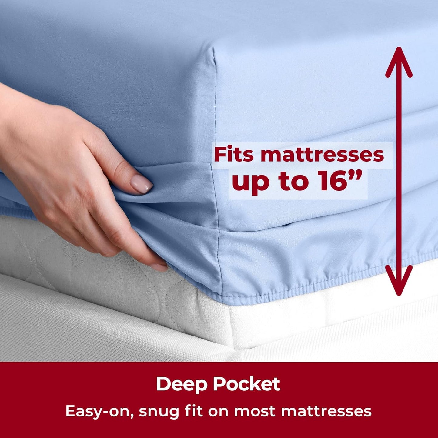 Mellanni Split King Sheets Set - 5 PC Iconic Collection Bedding - Hotel Luxury, Extra Soft, Cooling Bed Sheets - Wrinkle, Fade, Stain Resistant (Split King, Sky Blue)