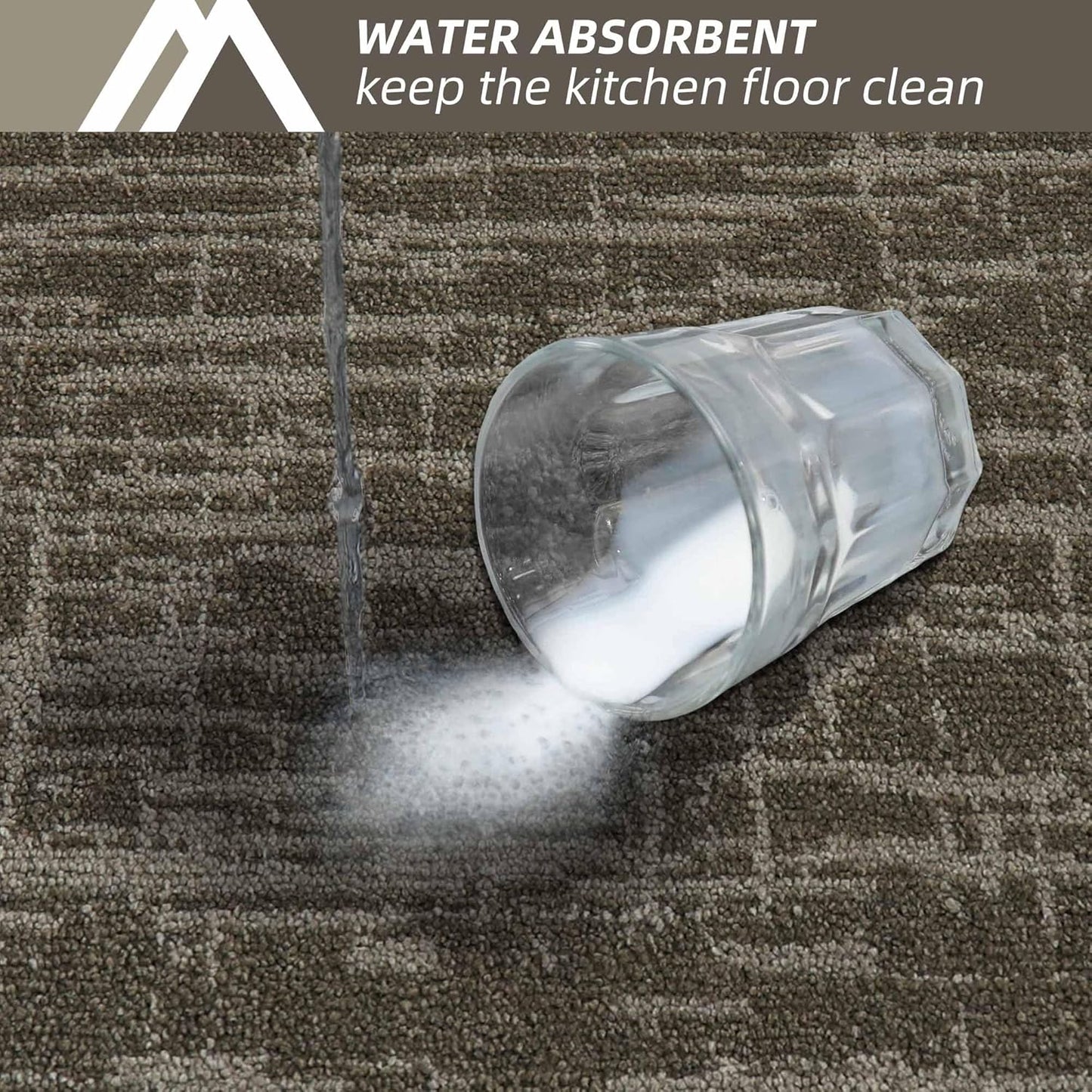 COSY HOMEER Kitchen Rugs Non Slip Washable 24"x36"+24"x60" Absorbent Soft Kitchen Mats for Floor Polyester Kitchen Runner Rug Sets of 2 Kitchen Floor Mats for Sink Mat,Hallway,Laundry,Light Brown