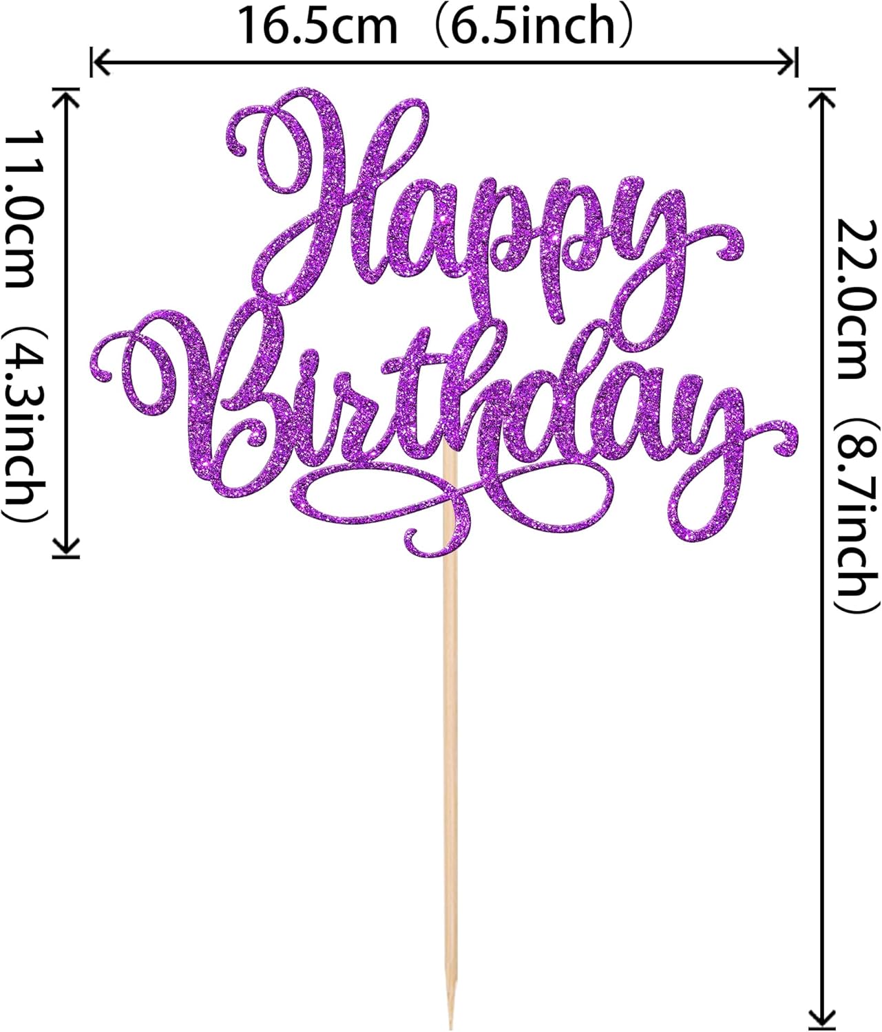 ZHUOWEISM 1 PCS Happy Birthday Cake Topper Glitter Happy Birthday Cake Pick for Celebrating Happy Birthday Anniversary Party Cake Decorations Supplies Purple