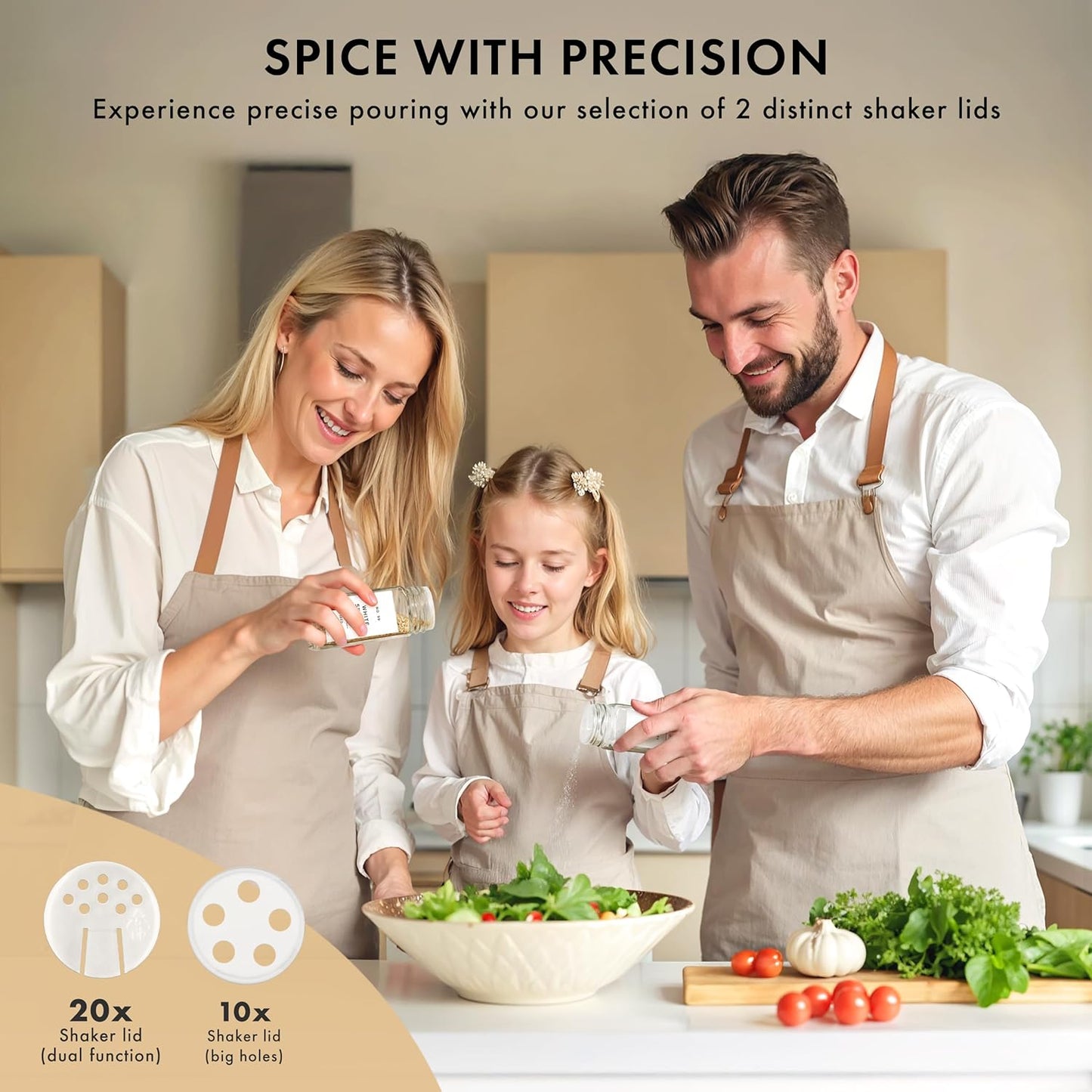 Square Spice Jars with Bamboo Wooden Lid (Pack of 24) Spice Jars with Shaker Insert and 240 Labels - Bamboo Lid Glass Container for Spice Organisation [4.3 in × 1.8 in]