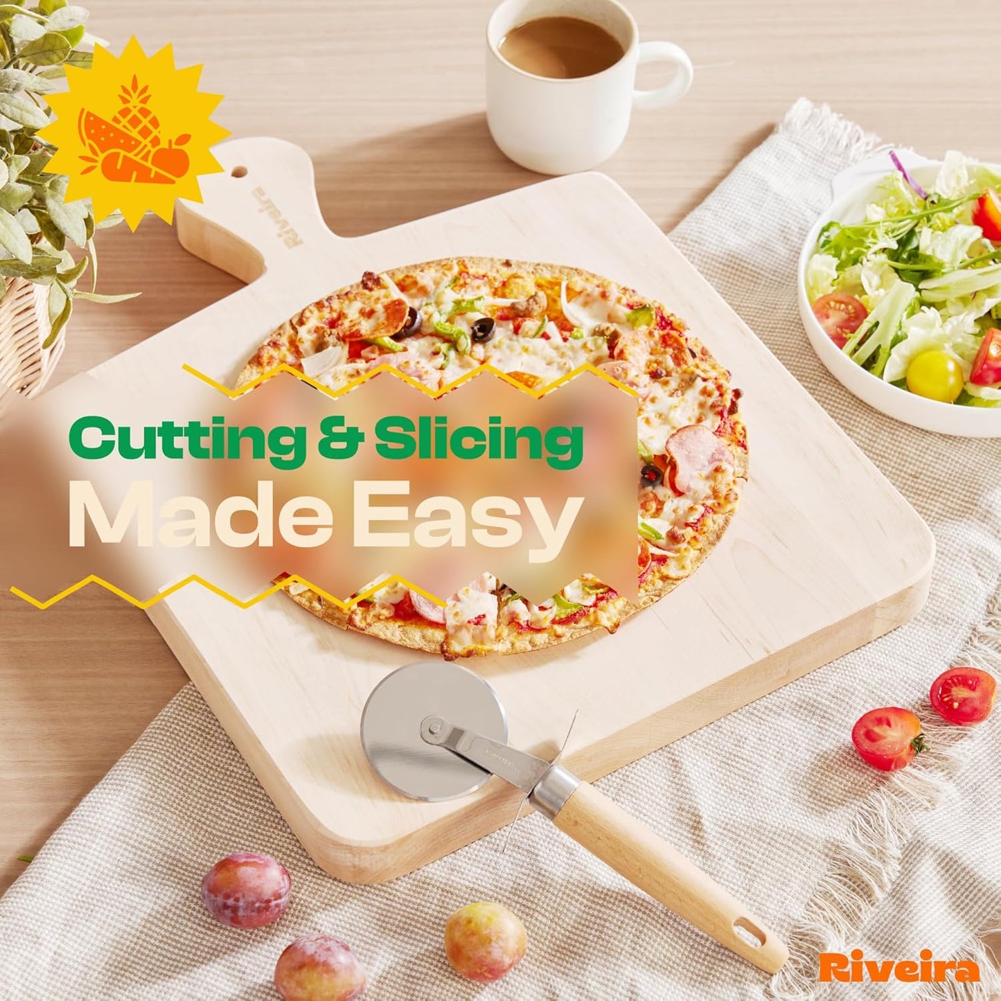 Riveira Maple Wood Cutting Board – Gourmet Maple Grandeur: 17 x 13 Wooden Cutting Board – Natural Wooden Cutting Boards For Kitchen Decorative – Innovative Juice Grooves Maple Wooden Chopping Board