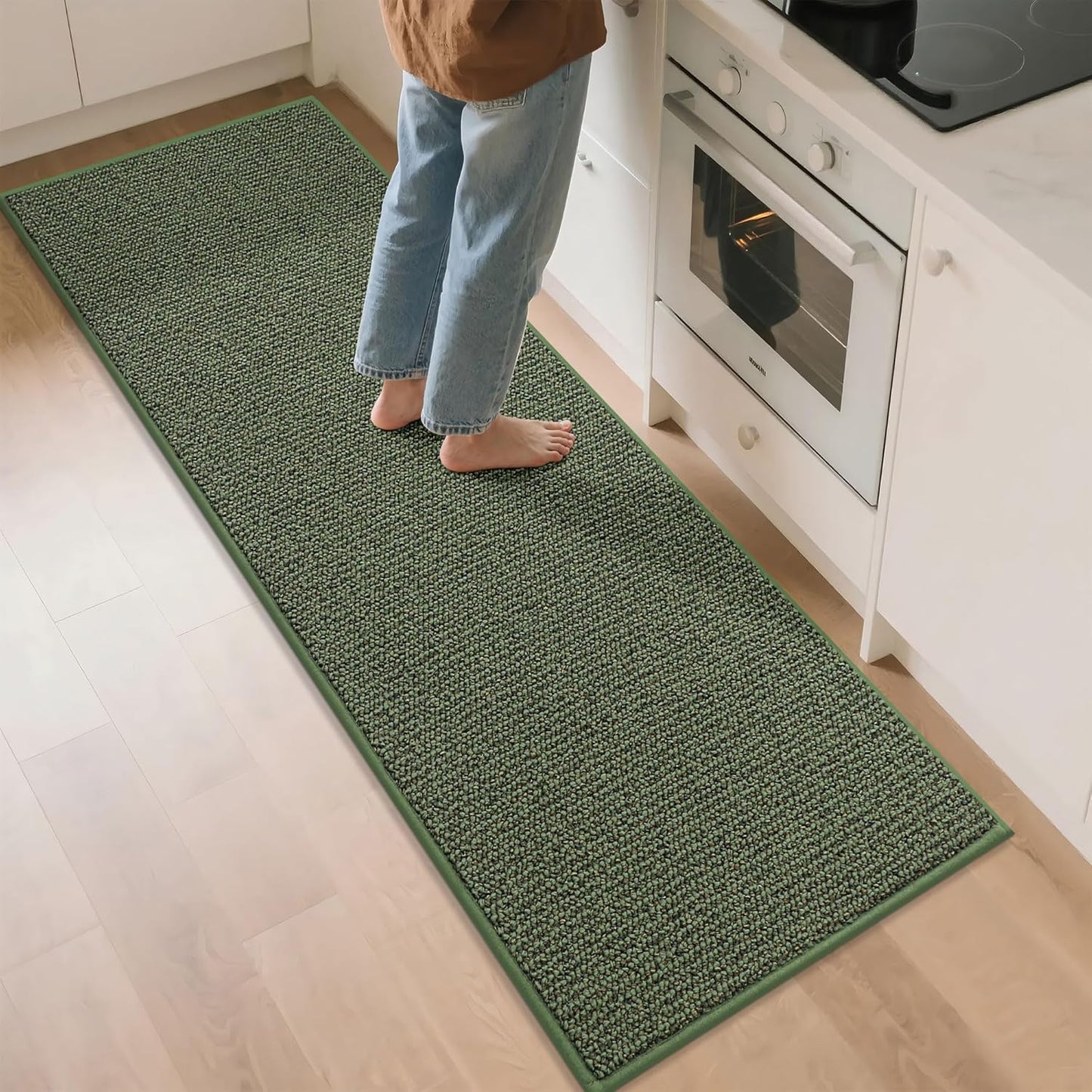 BEQHAUSE Kitchen Runner Rugs 24"x72", Non-Slip Kitchen Mats for Floor, Super Absorbent and Stain Resistant Kitchen Rug, Machine Washable Rugs for Kitchen, Hallway, Laundry & Sink, Green