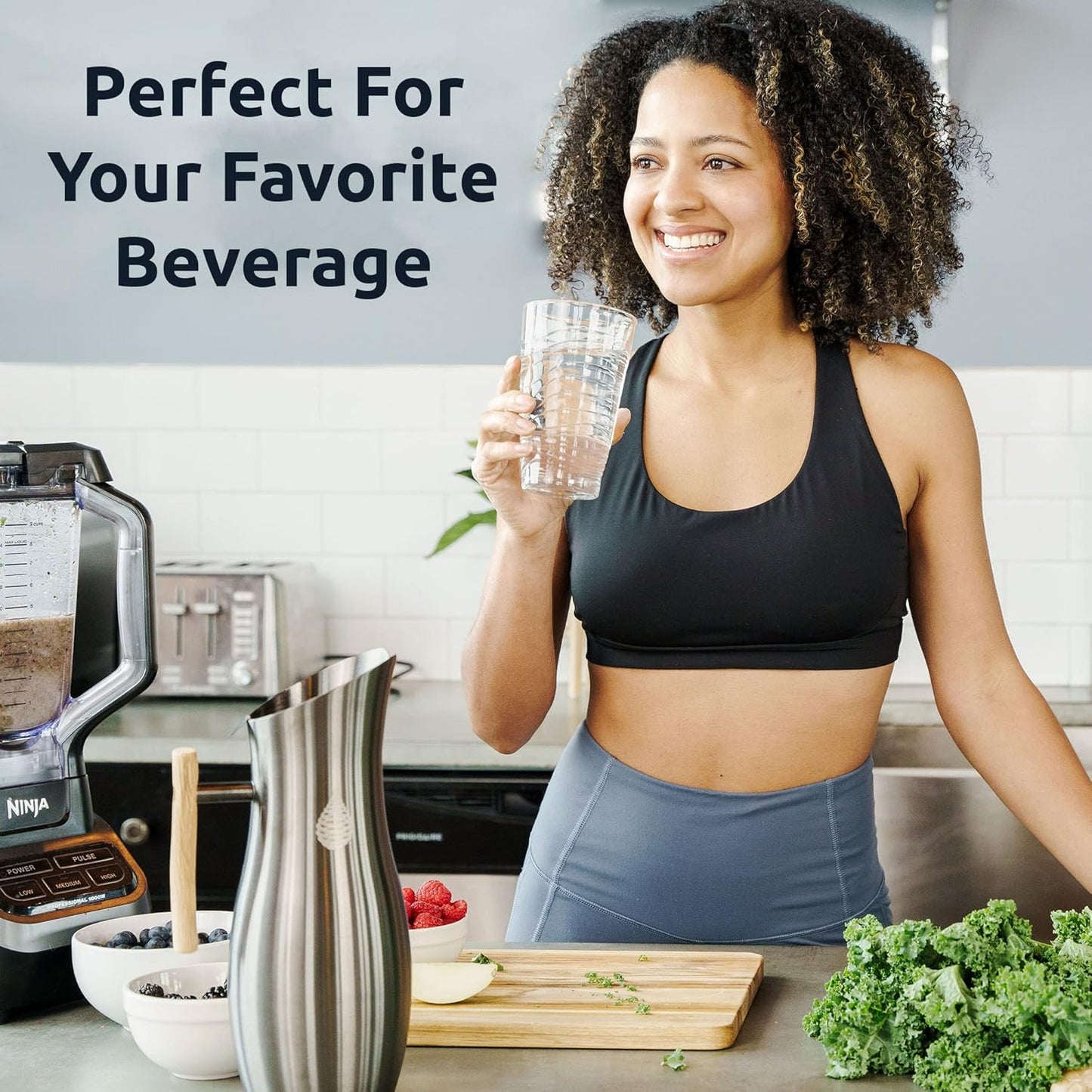 Invigorated Living Stainless Steel Water Pitcher with Lid, Ice Guard, Wooden Handle, Ideal for Cold and Fruit Infused Water (1.9L, No Filter)