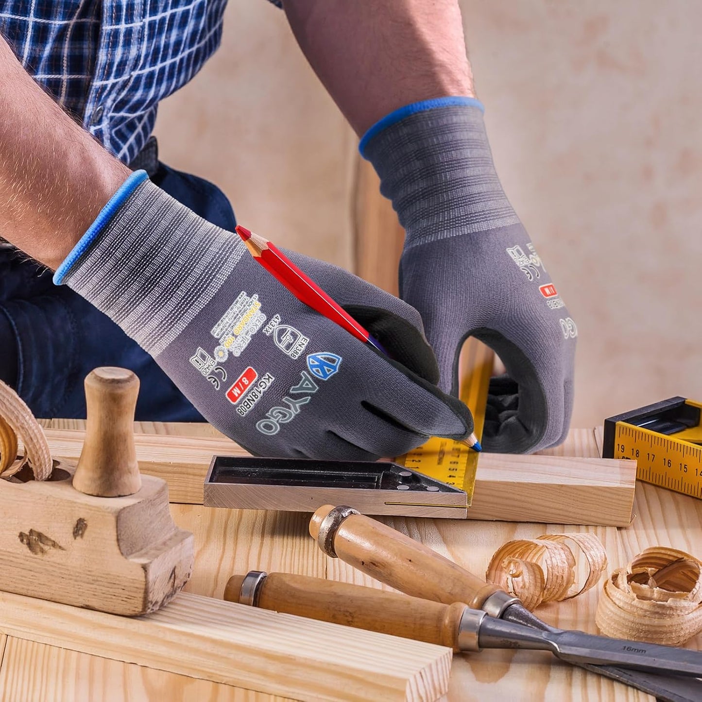 KAYGO Safety Work Gloves MicroFoam Nitrile Coated, 12 Pairs KG18NB,Seamless Knit Nylon Glove for Men and Women, Ideal for Automotive,Warehouse,Construction (X-Large,Gray)