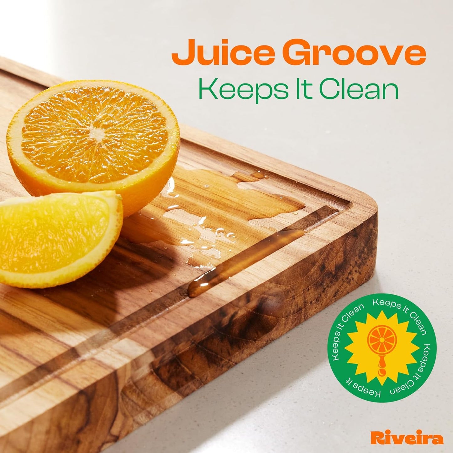 Riveira Teak Wood Cutting Board – Gourmet Teak Grandeur: 20 x 14 Wooden Cutting Board – Natural Wooden Cutting Boards For Kitchen Decorative – Innovative Juice Grooves Teak Wooden Chopping Board